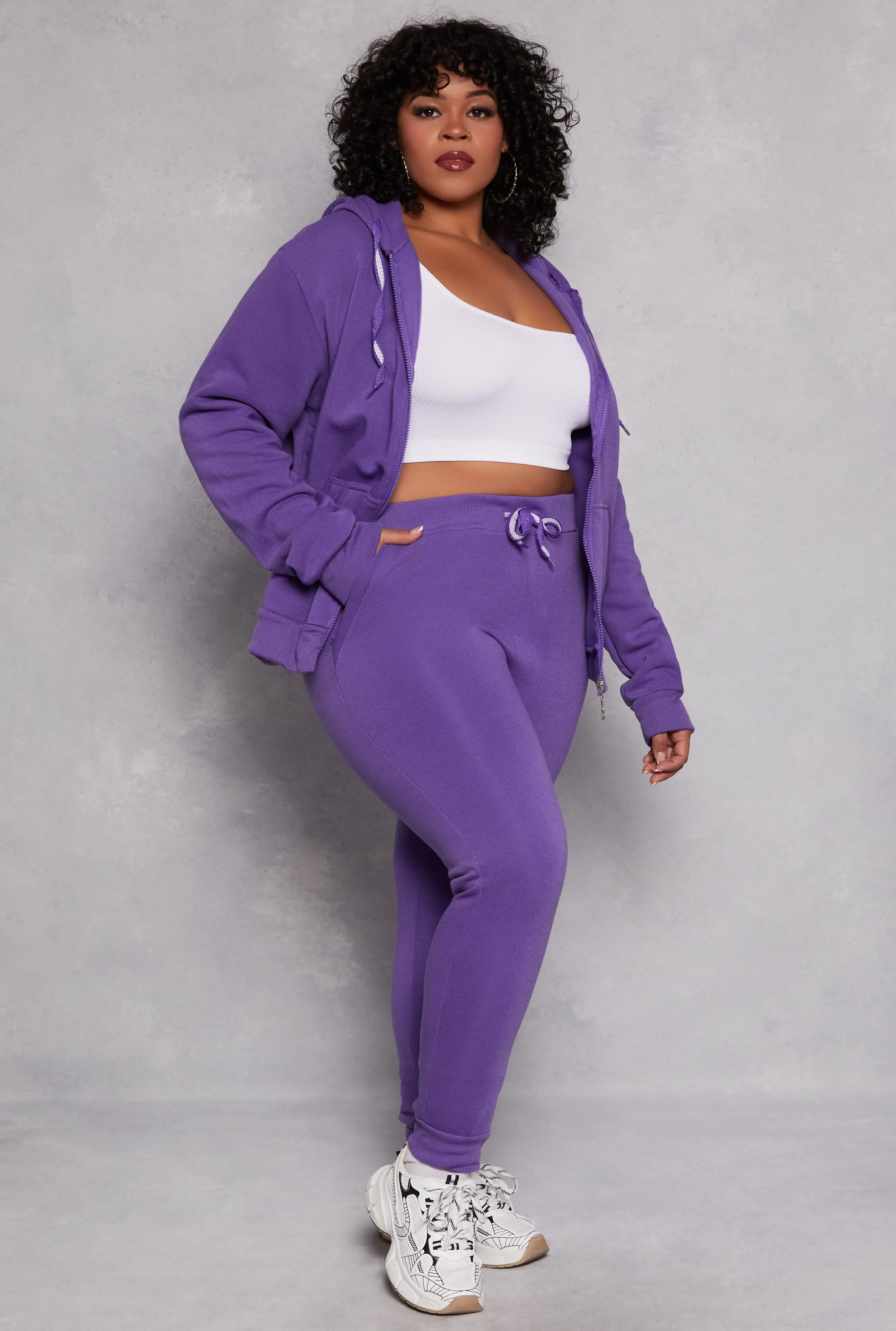 Plus Size Zip Front Hooded Sweatshirt sold by Rainbow product image thumbnail 2