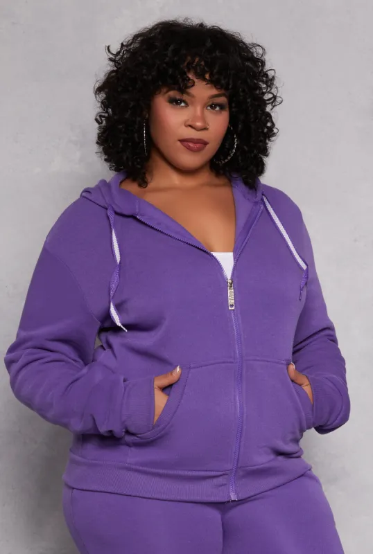 Plus Size Zip Front Hooded Sweatshirt sold by Rainbow