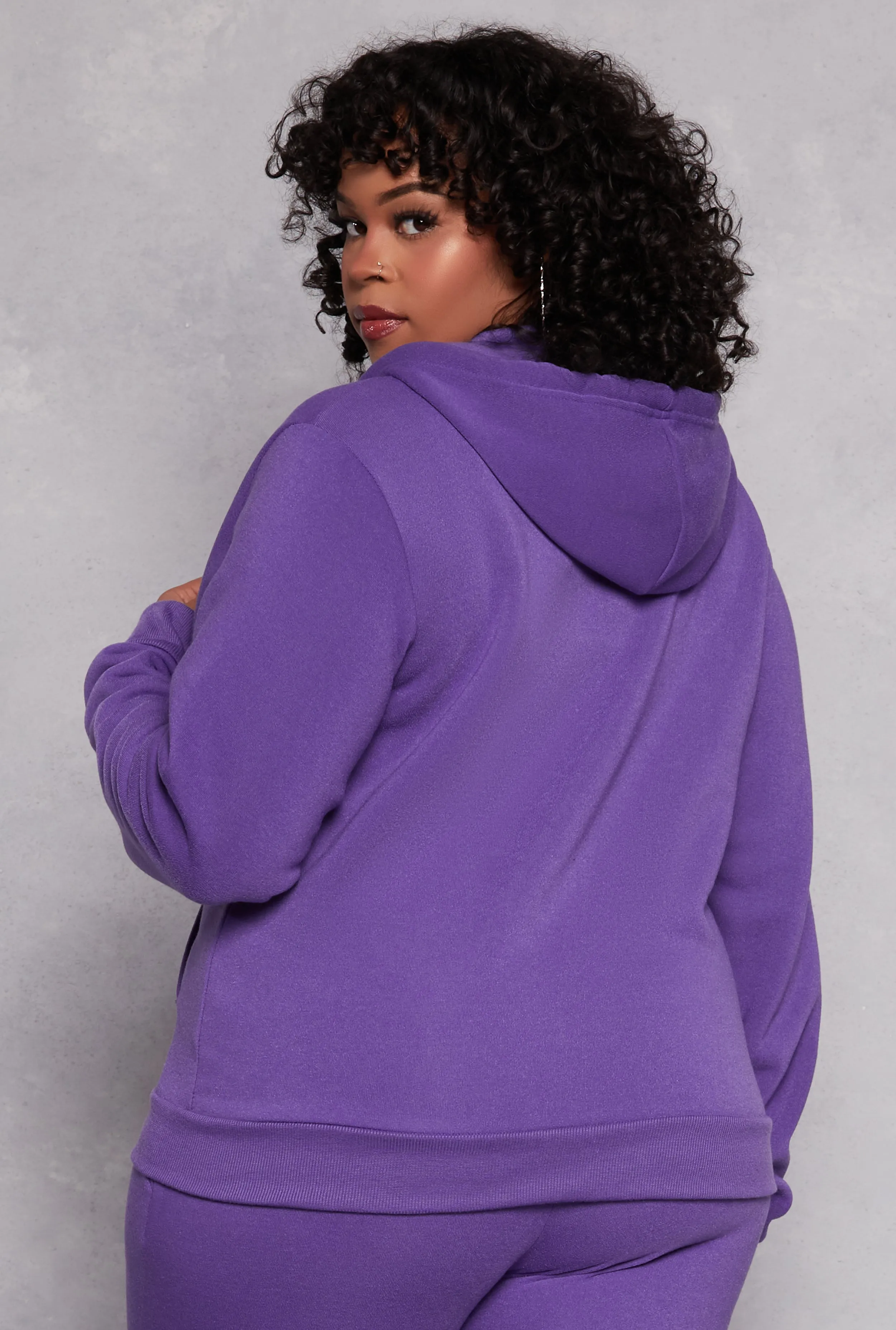 Plus Size Zip Front Hooded Sweatshirt sold by Rainbow product image thumbnail 3