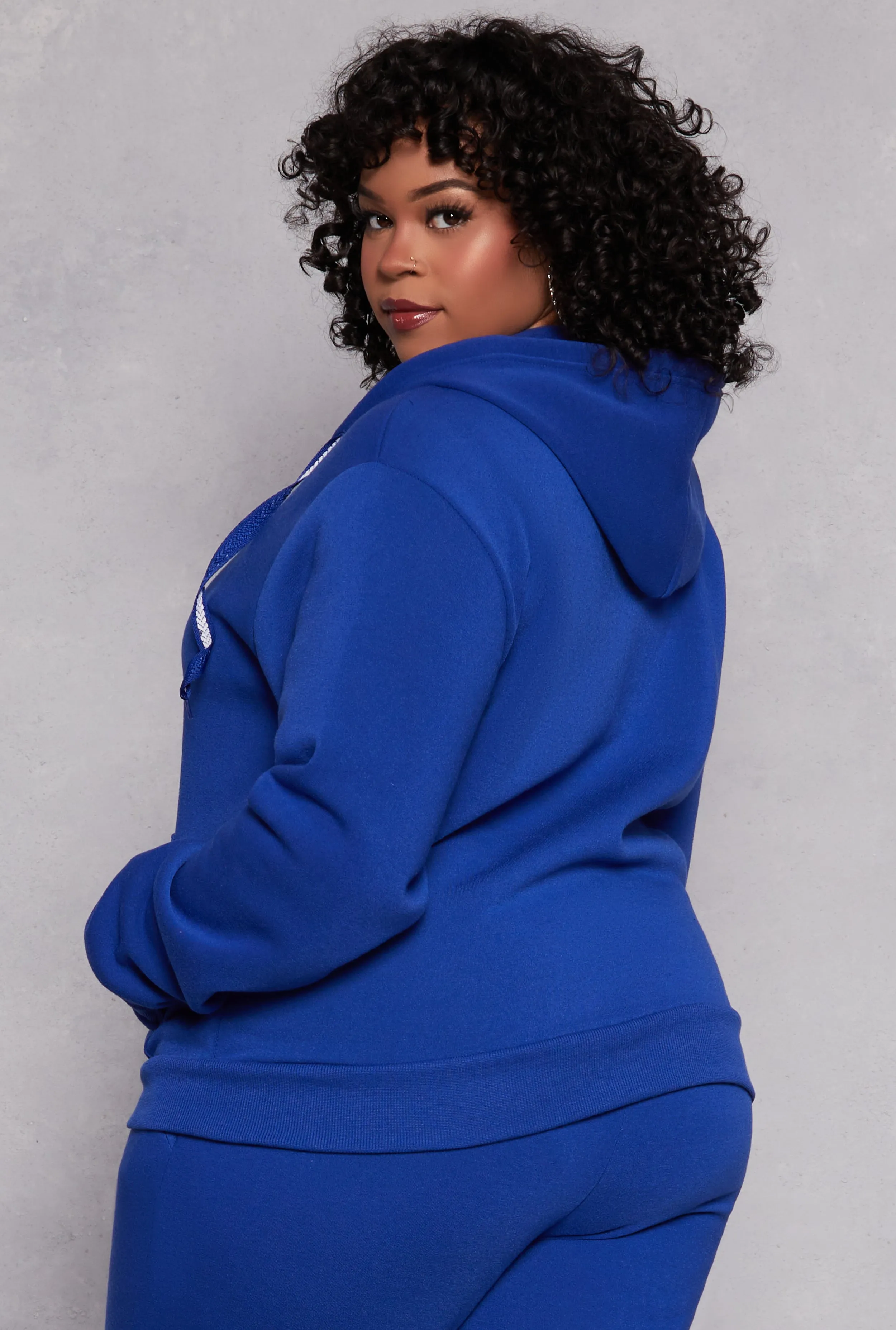 Plus Size Zip Front Hooded Sweatshirt sold by Rainbow product image thumbnail 3