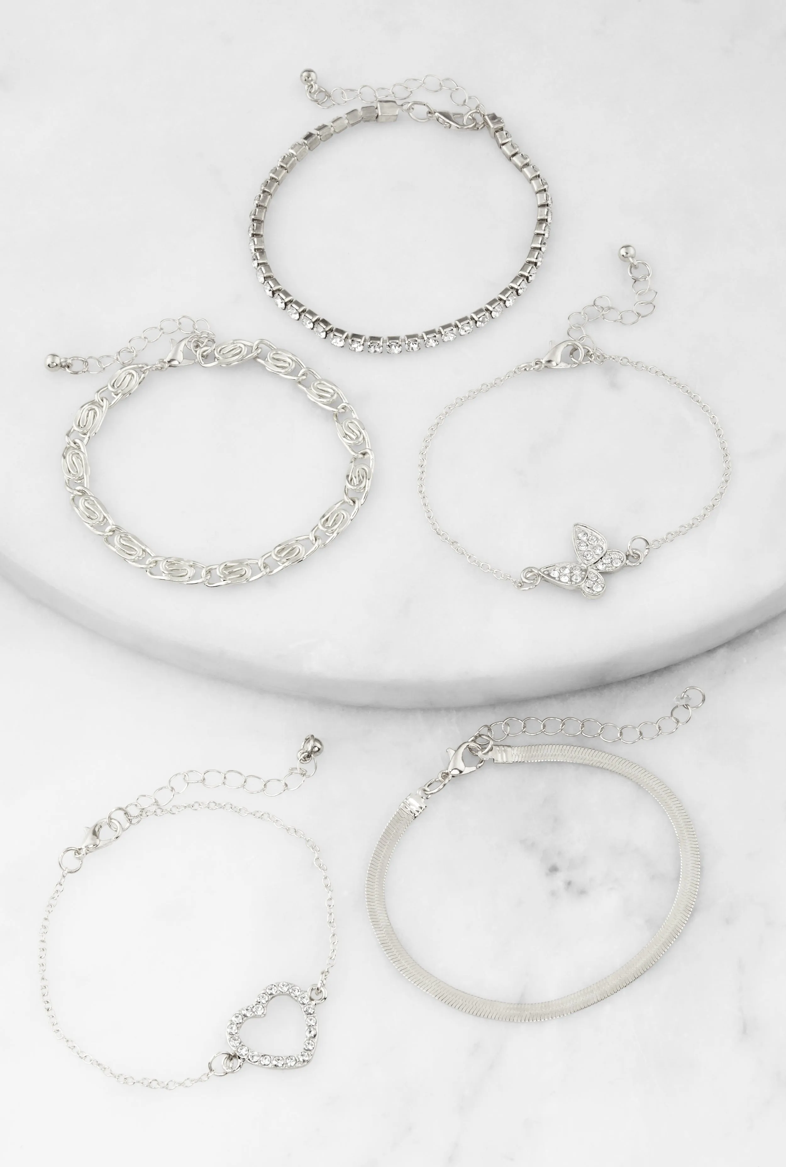 Cubic Zirconia Heart Assorted Bracelets Set of 5 sold by Rainbow product image thumbnail 2