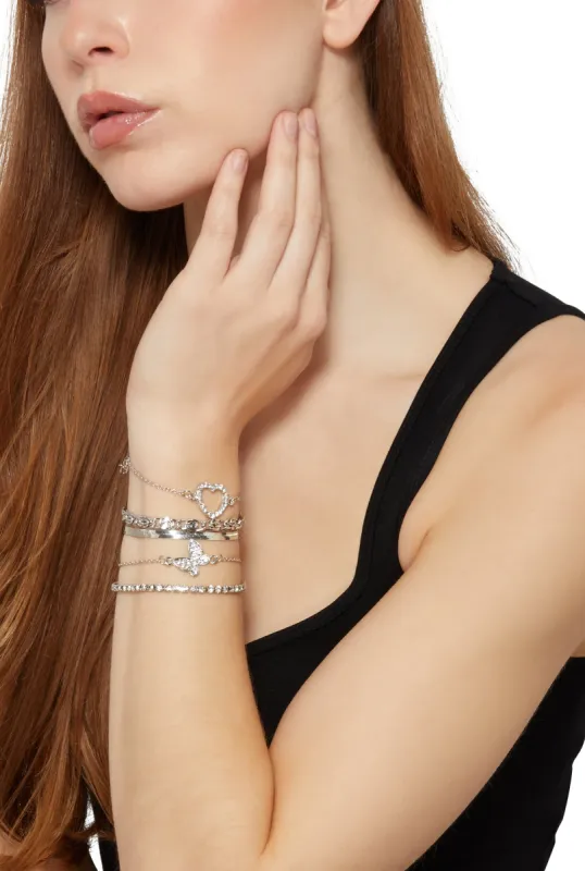 Cubic Zirconia Heart Assorted Bracelets Set of 5 sold by Rainbow