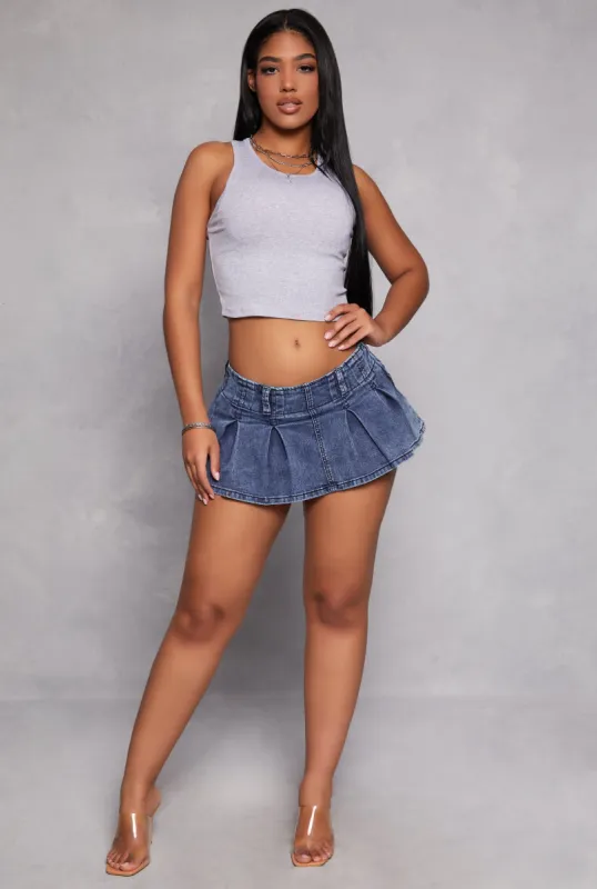 Almost Famous Acid Wash Pleated Skort sold by Rainbow
