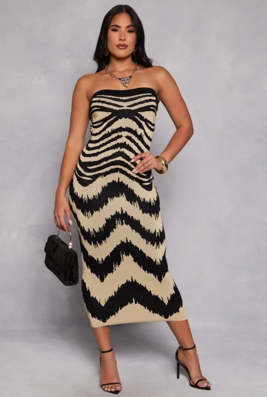 Almost Famous Lurex Abstract Print Maxi Dress sold by Rainbow