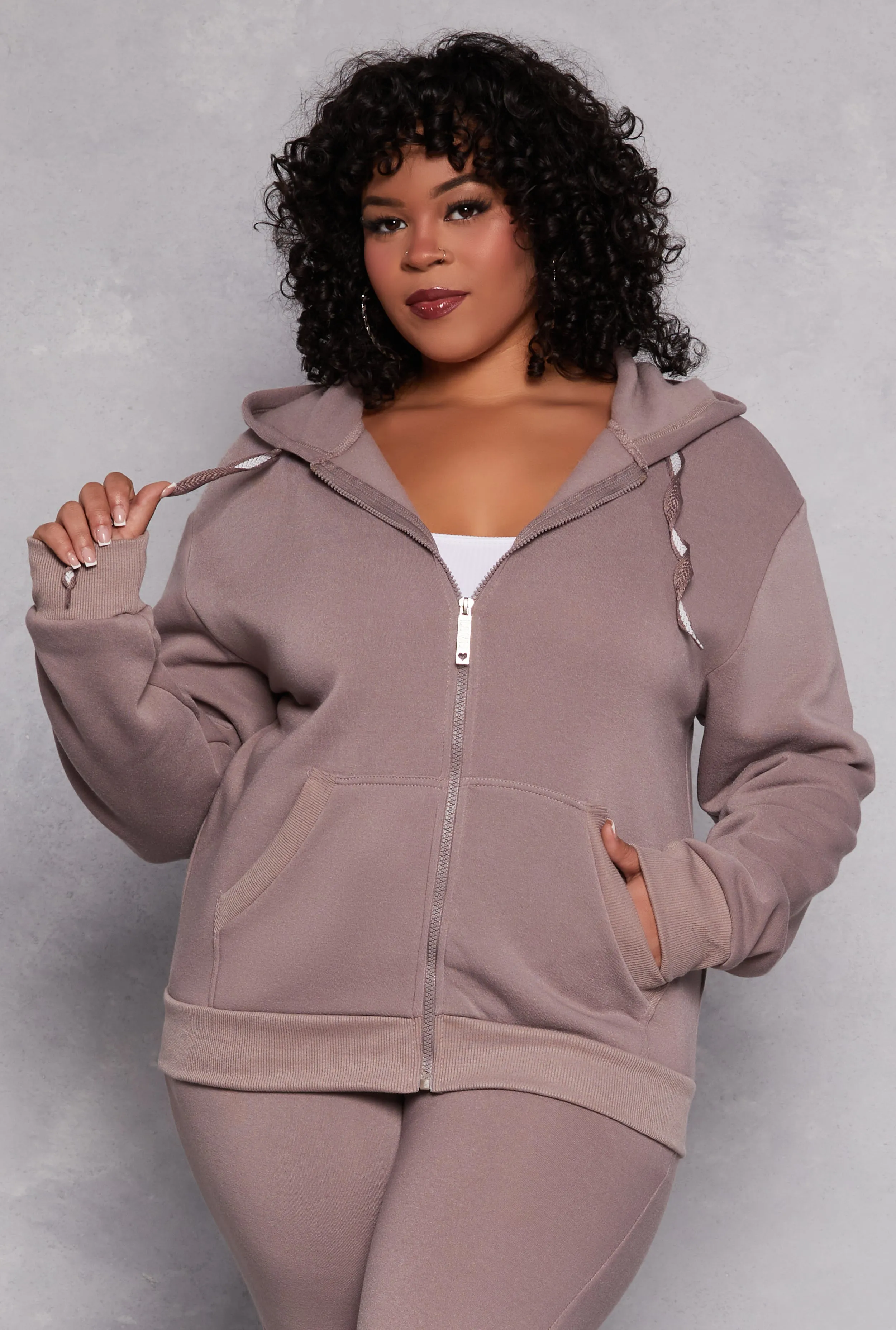 Plus Size Zip Front Hooded Sweatshirt sold by Rainbow product image thumbnail 2