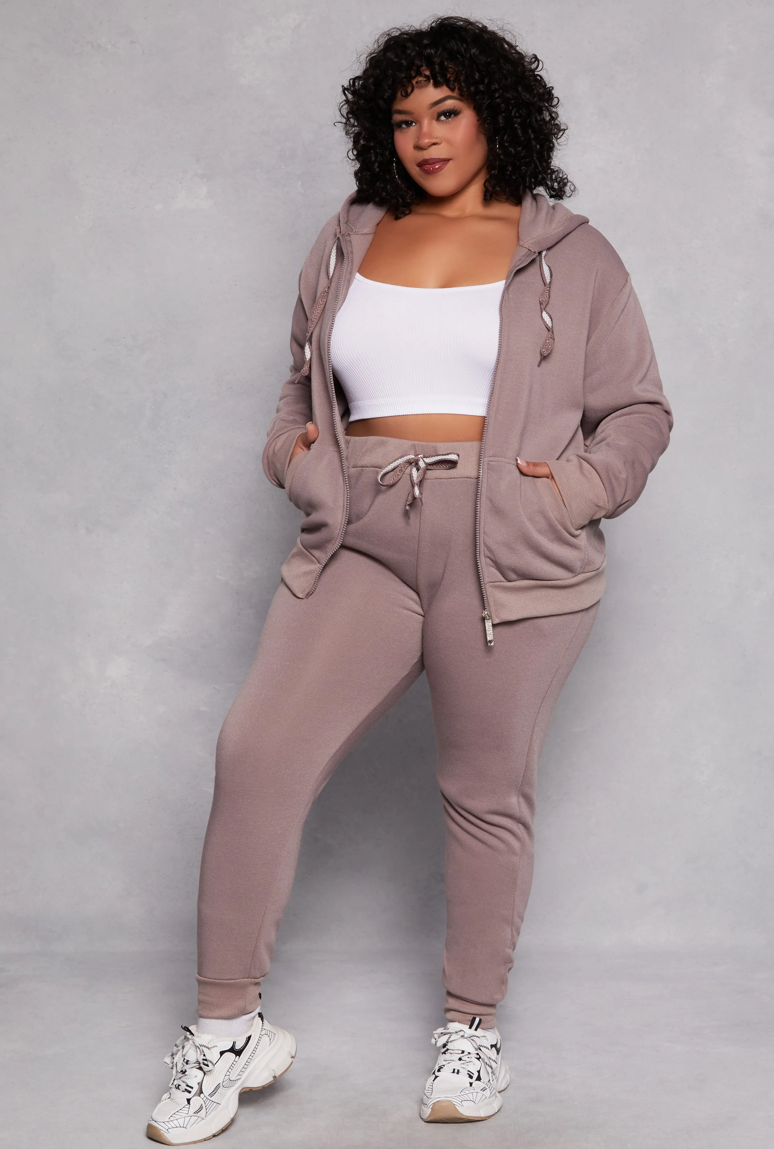 Plus Size Zip Front Hooded Sweatshirt sold by Rainbow product image thumbnail 3