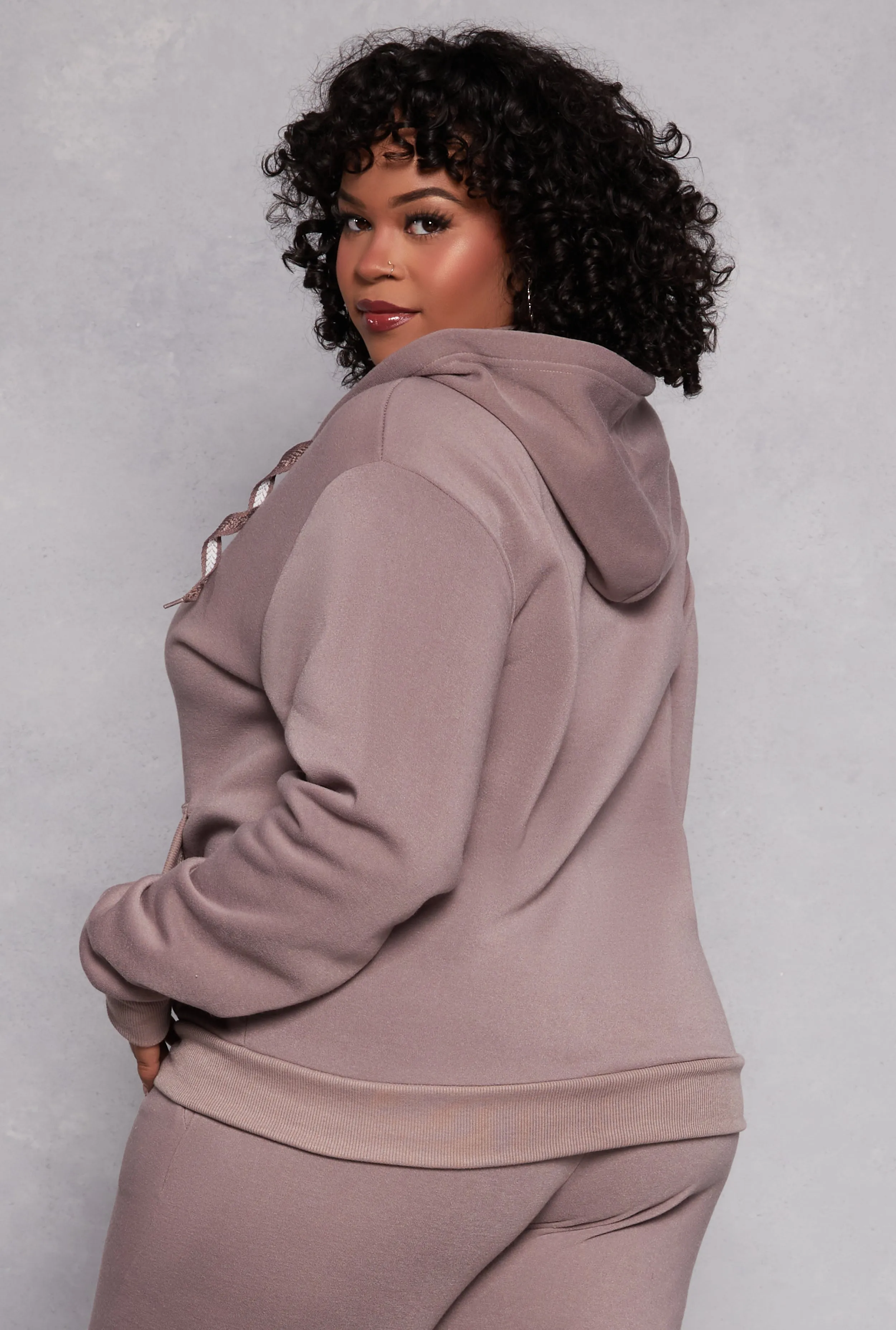 Plus Size Zip Front Hooded Sweatshirt sold by Rainbow product image thumbnail 4