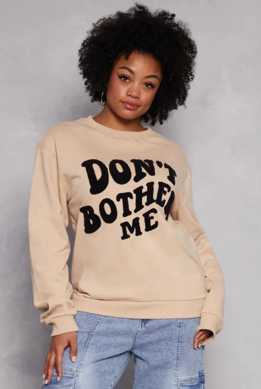 Plus Size Chenille Dont Bother Me Graphic Sweatshirt sold by Rainbow