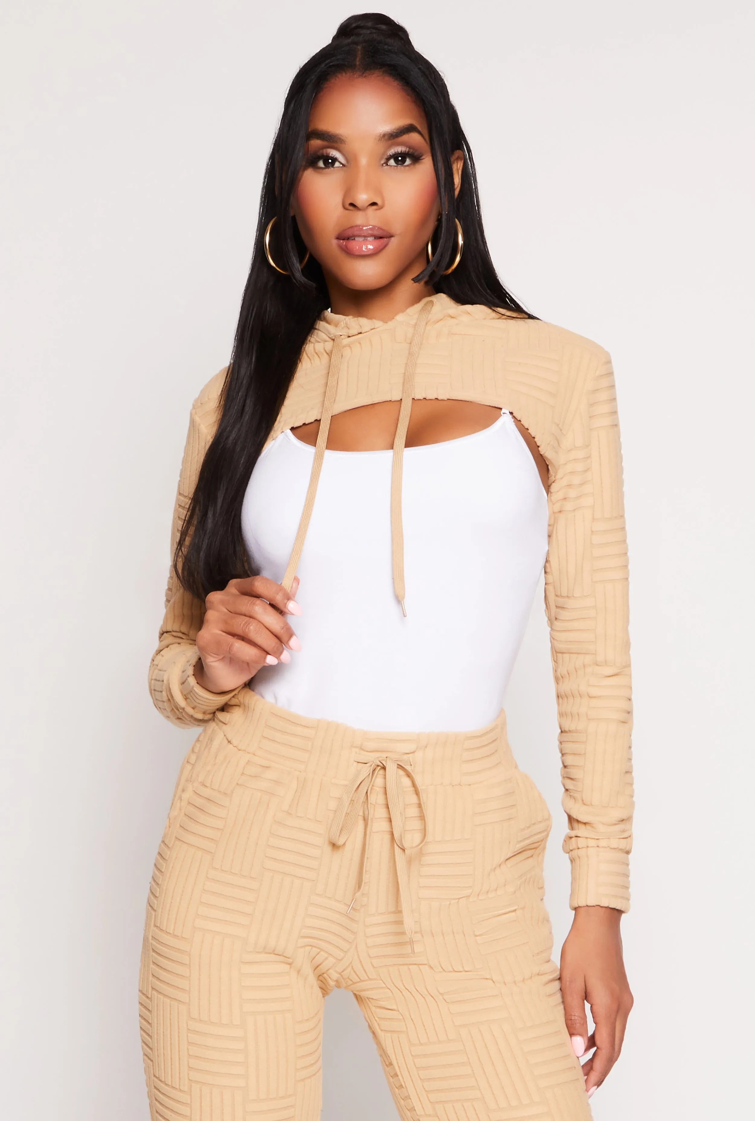 Geometric Patterned Shrug Sweatshirt sold by Rainbow