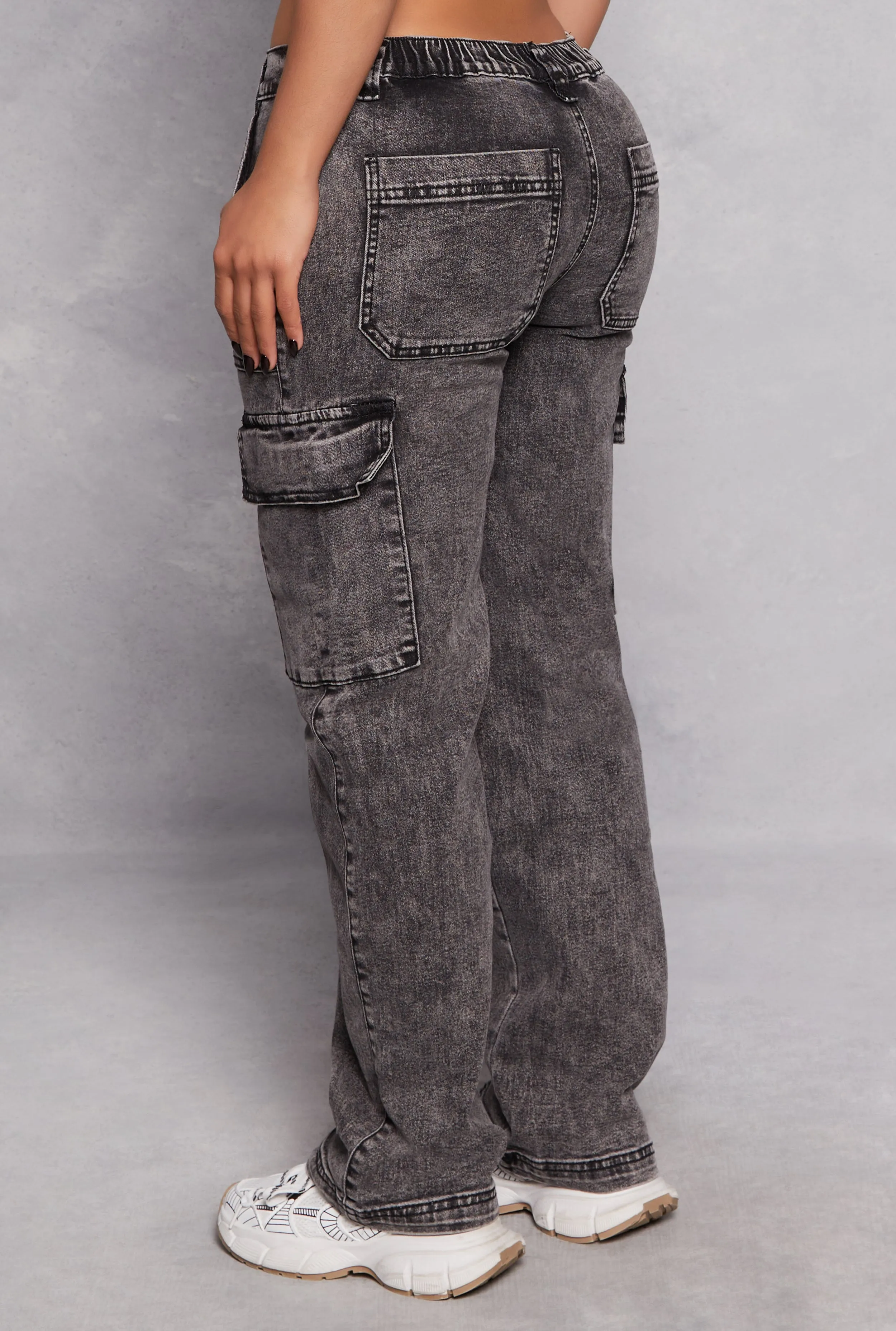 Madden Girl Acid Wash Cargo Jeans sold by Rainbow product image thumbnail 3