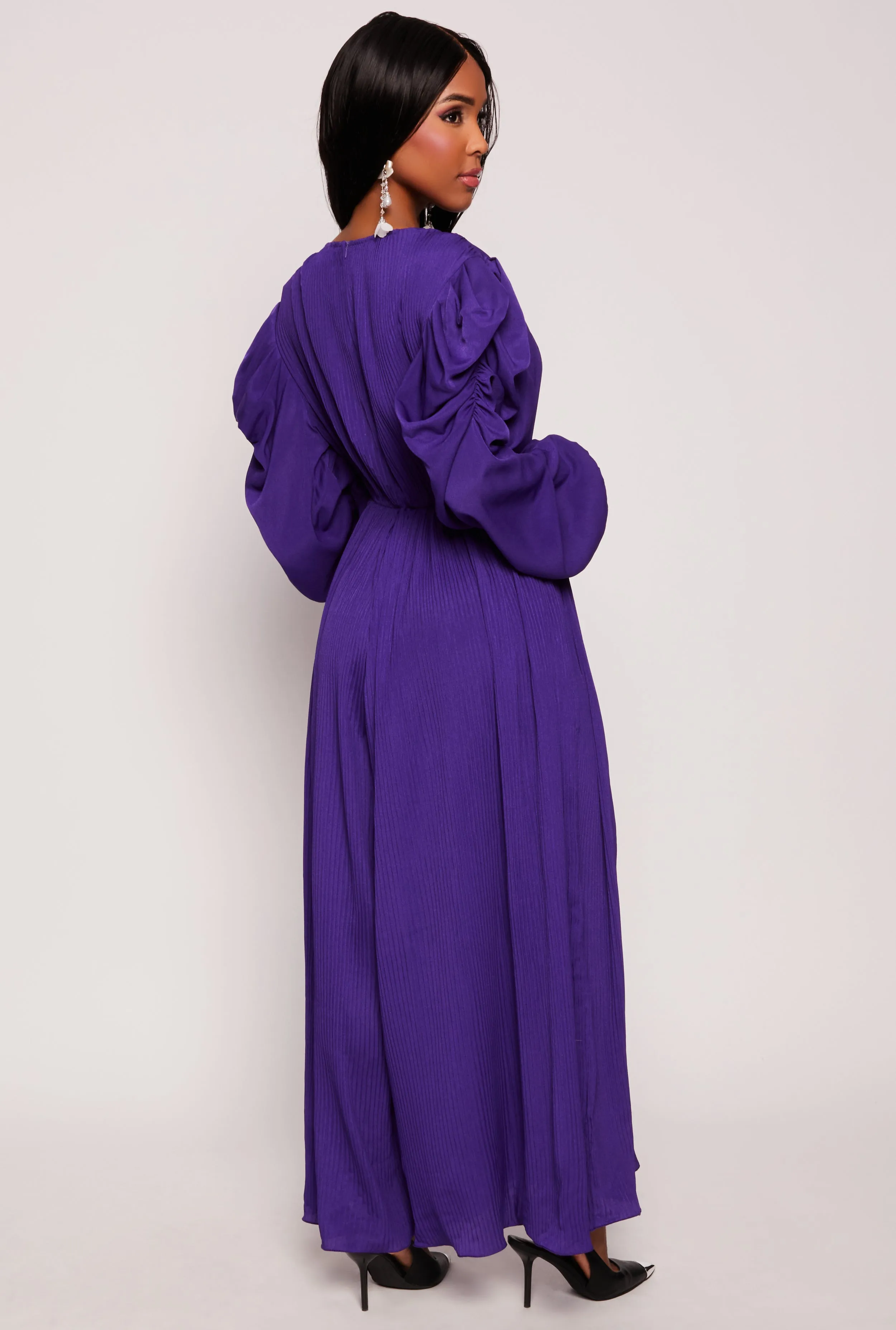 Plisse Puff Sleeve Wide Leg Jumpsuit sold by Rainbow product image thumbnail 3