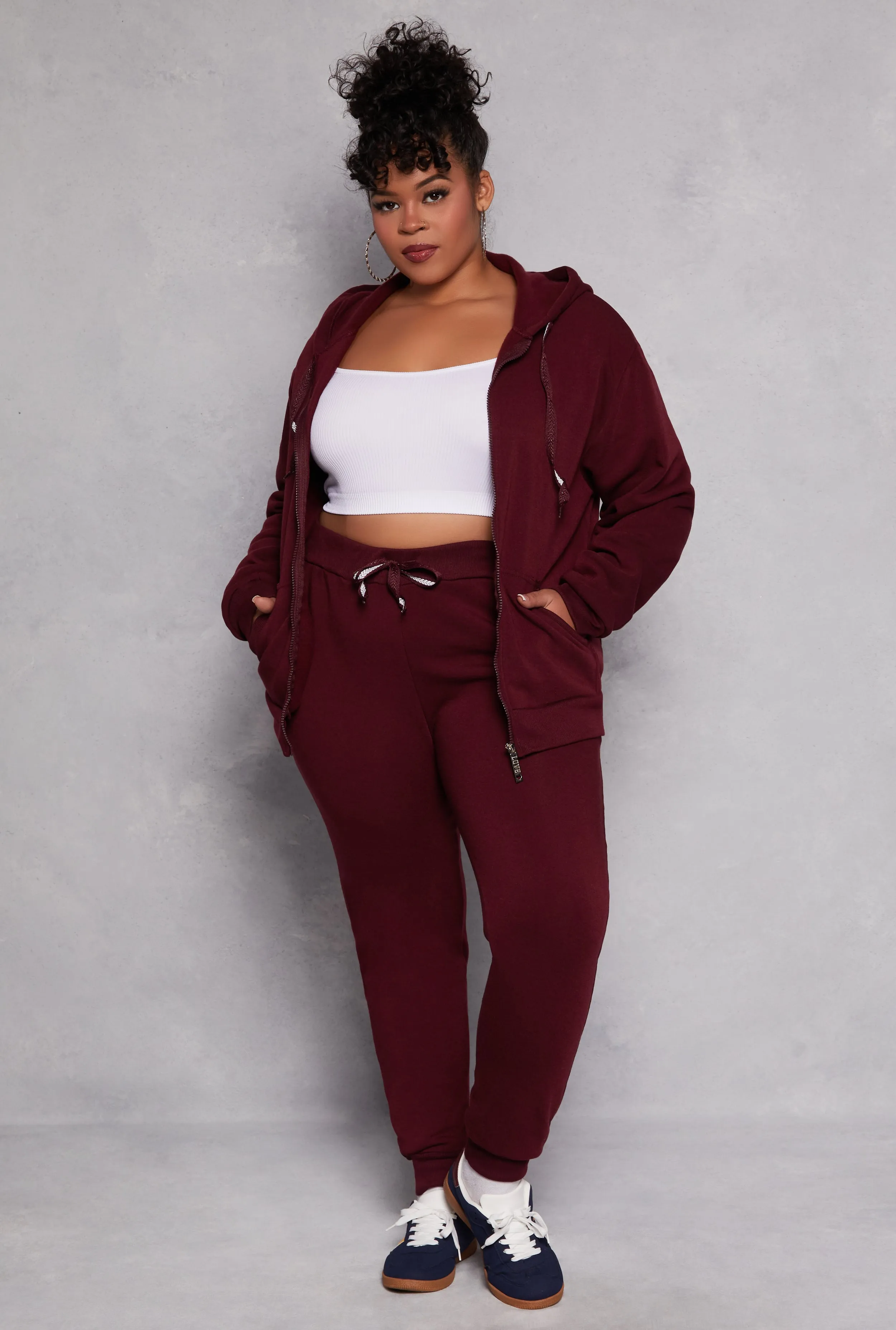 Plus Size Zip Front Hooded Sweatshirt sold by Rainbow product image thumbnail 3