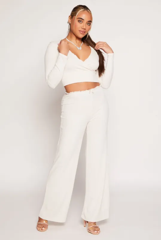 Almost Famous Lace Trim Wide Leg Pants sold by Rainbow