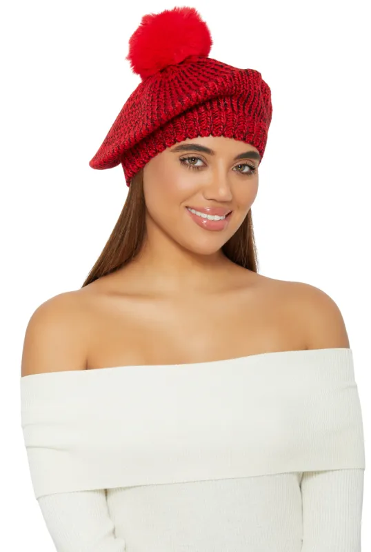 Spacedye Knit Pom Pom Slouch Beret sold by Rainbow