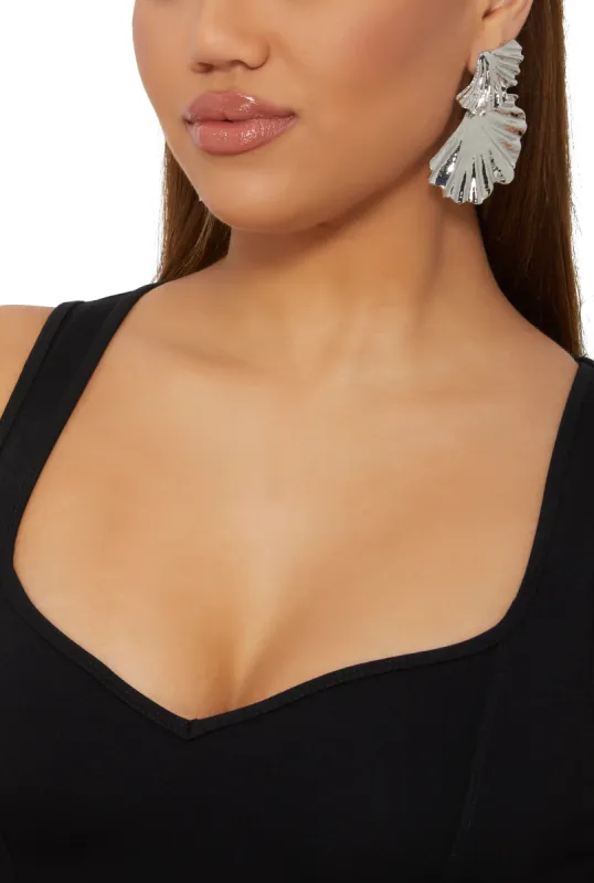Metallic Fan Drop Earrings sold by Rainbow