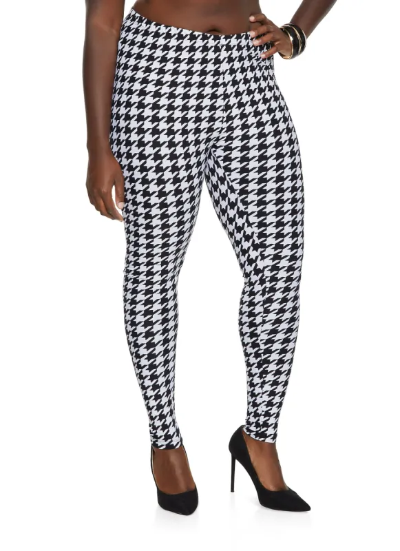 Plus Size Houndstooth Leggings sold by Rainbow