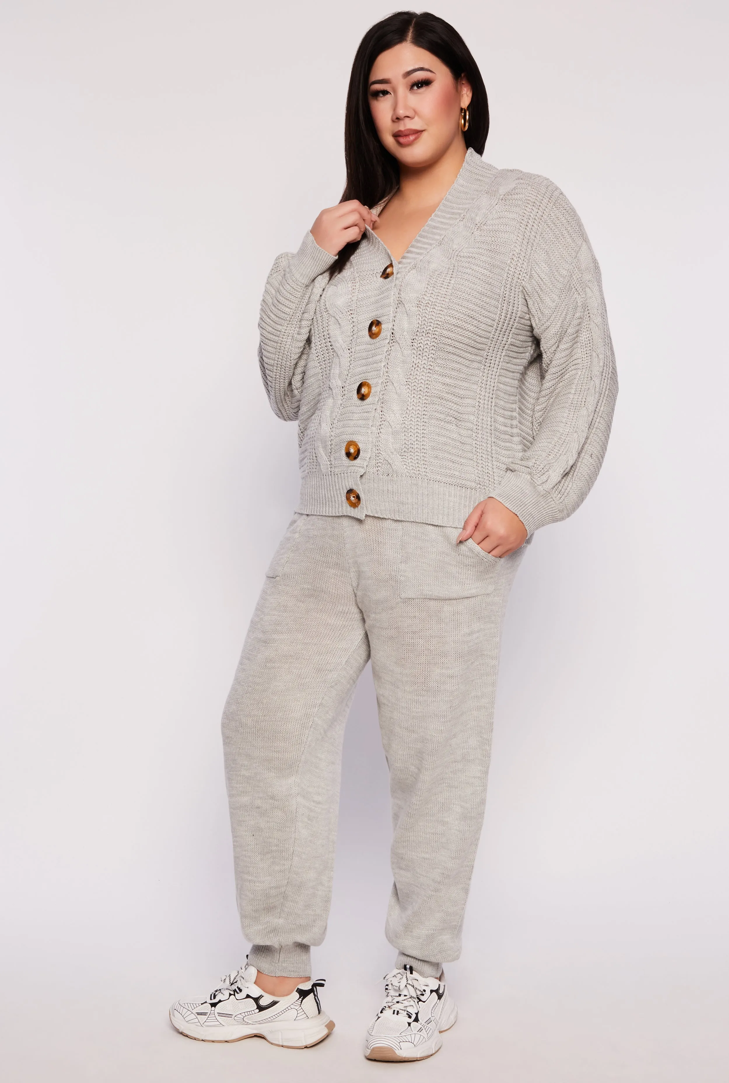 Plus Size Cable Knit Cardigan sold by Rainbow product image thumbnail 2