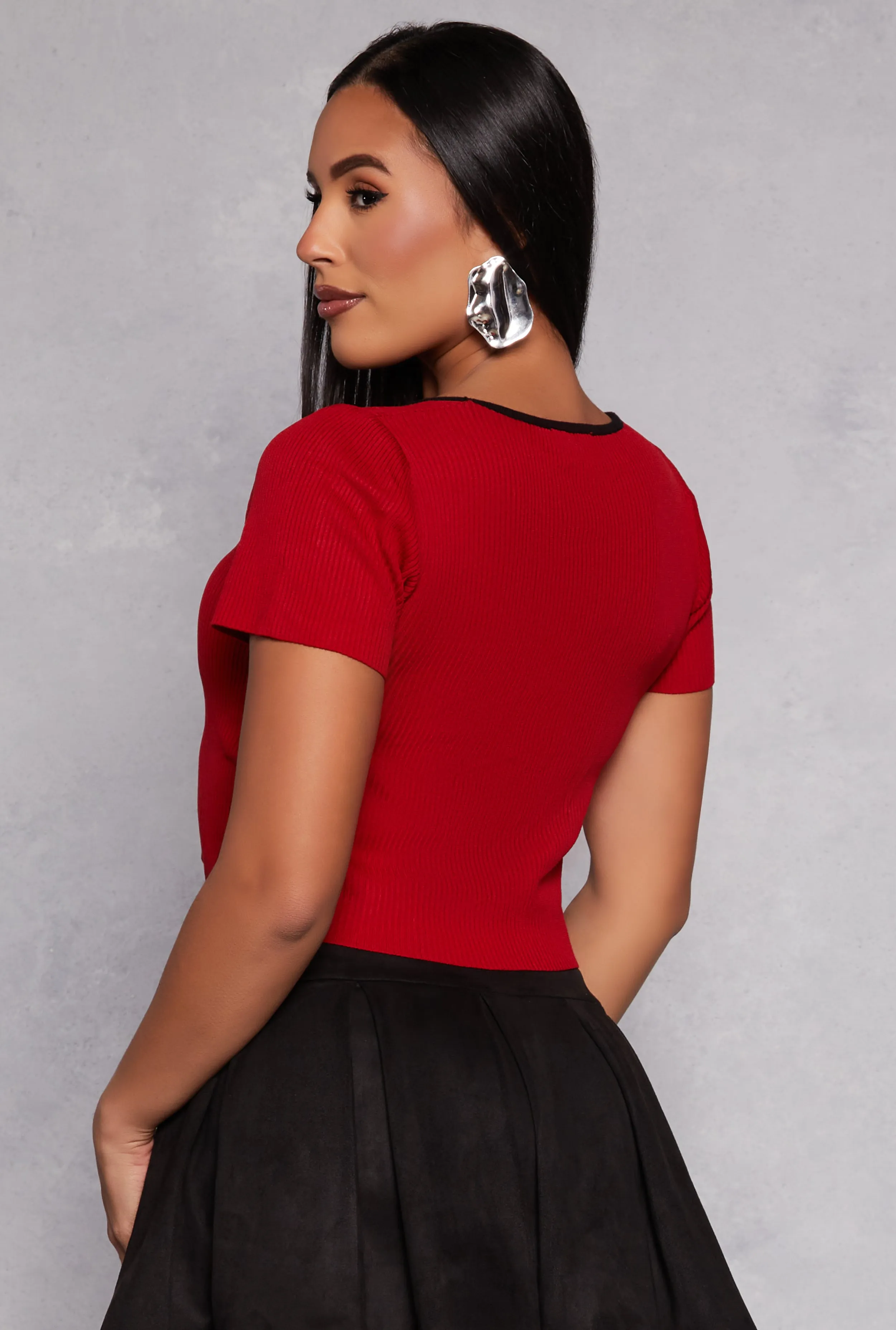 Contrast Trim Bow Detail Crop Top sold by Rainbow product image thumbnail 3