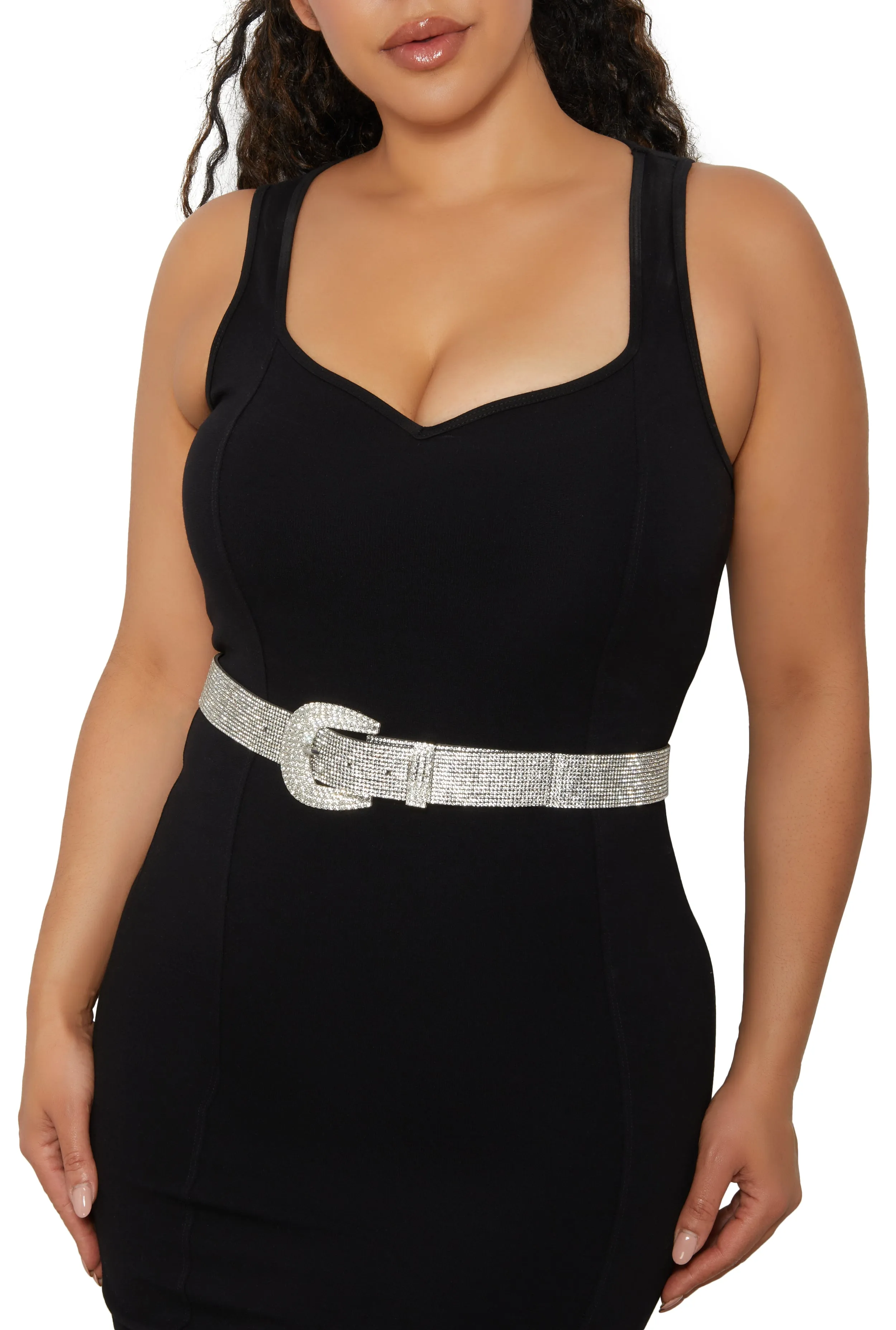 Plus Size Rhinestone Studded Western Buckle Belt sold by Rainbow