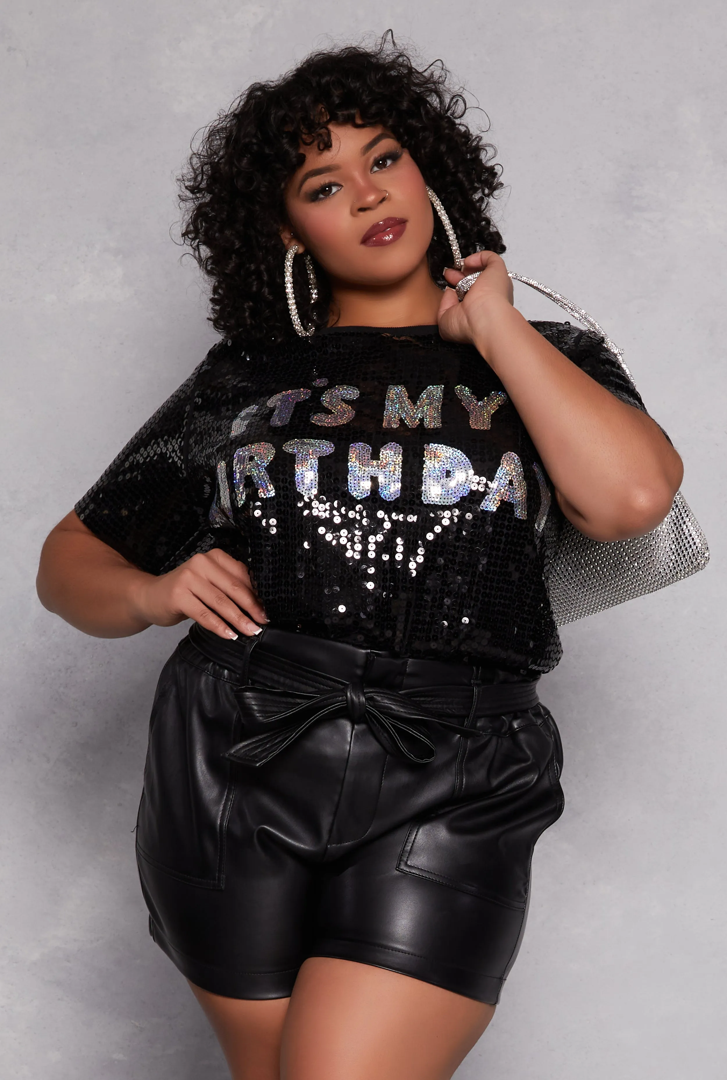 Plus Size Its My Birthday Sequin Top sold by Rainbow