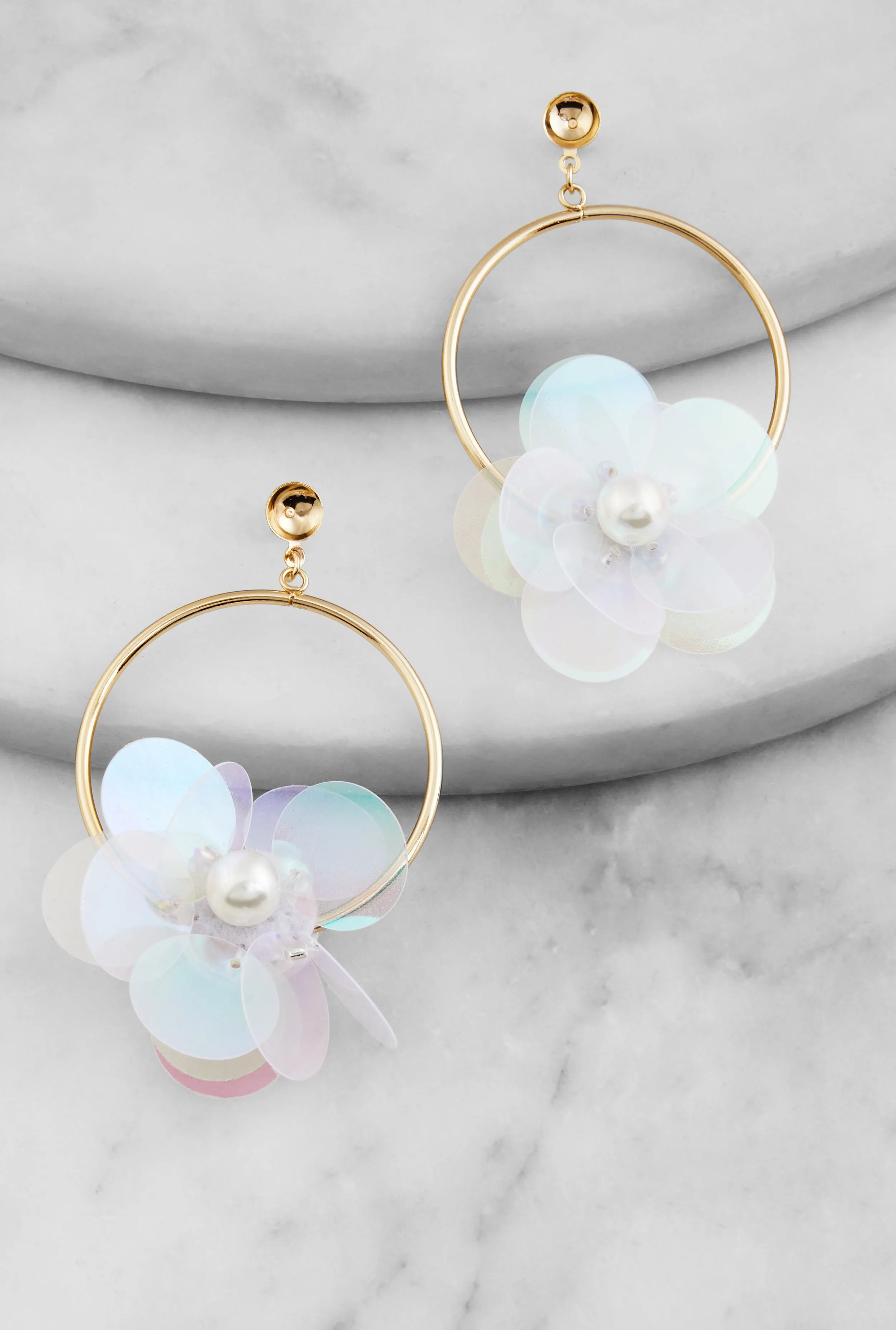 Sequin Flower Hoop Drop Earring sold by Rainbow product image thumbnail 2