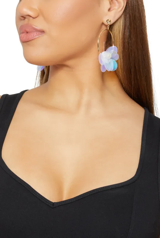 Sequin Flower Hoop Drop Earring sold by Rainbow