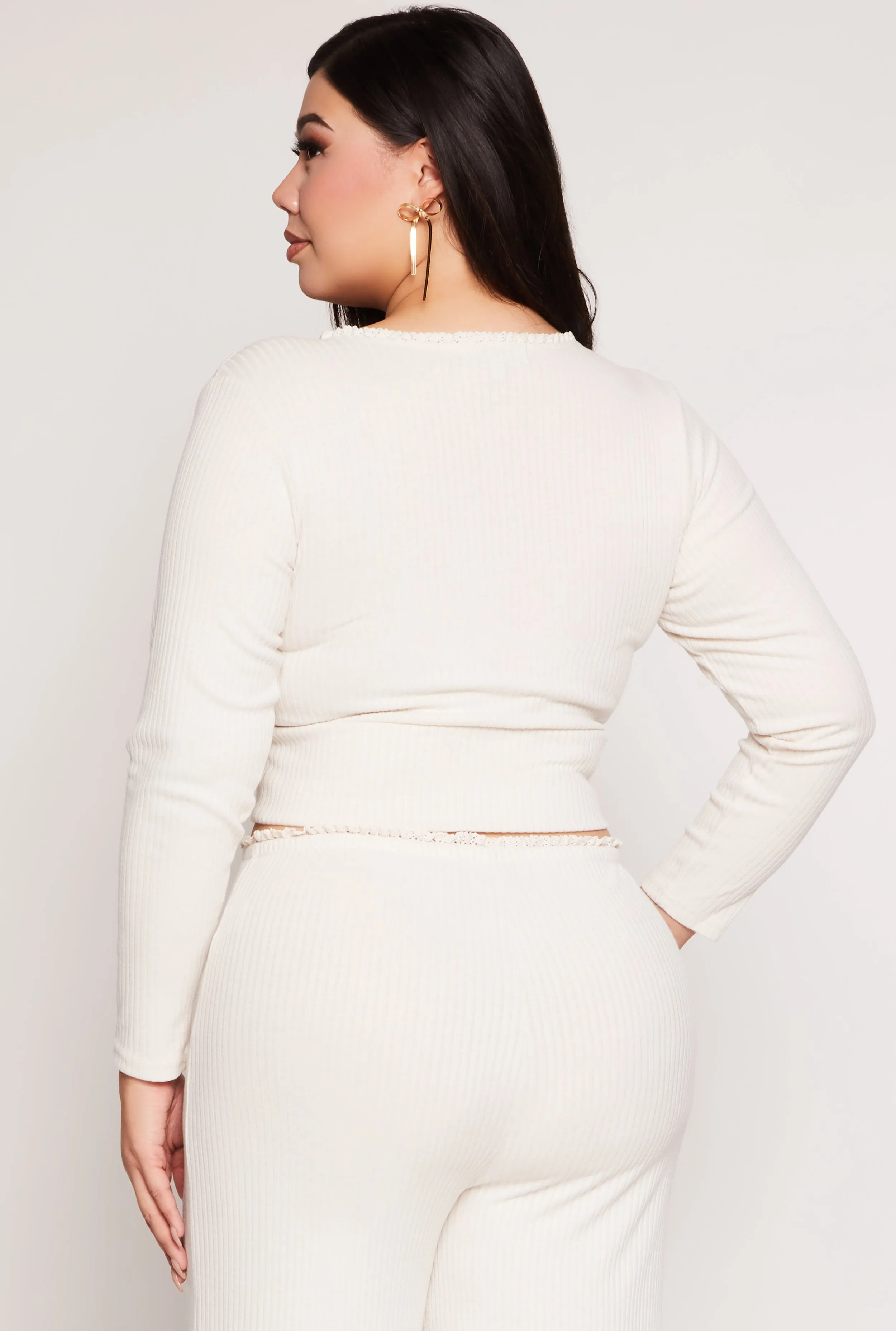 Plus Size Almost Famous Lace Trim Surplice Top sold by Rainbow product image thumbnail 3