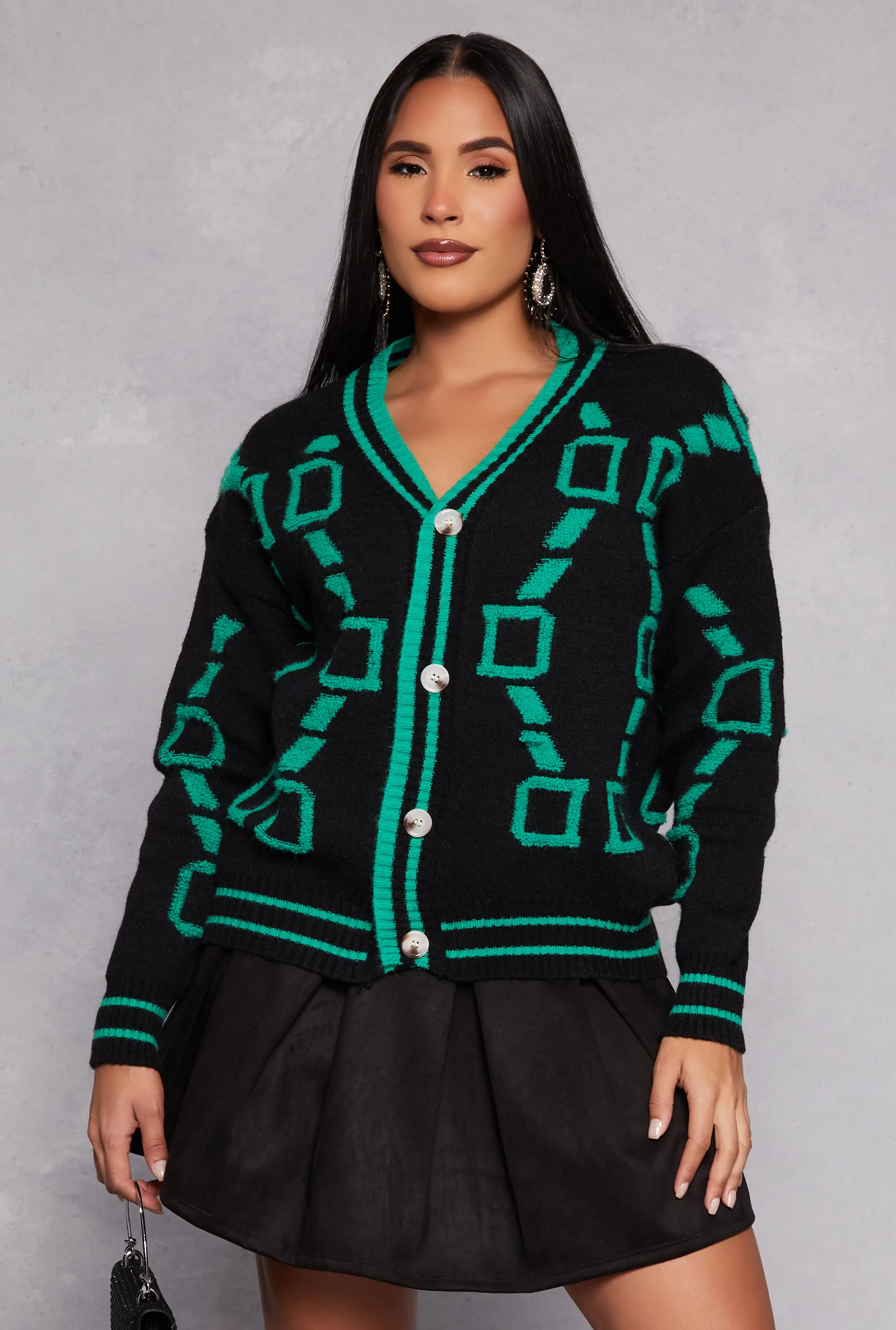 Daisy Geometric Print Cardigan sold by Rainbow