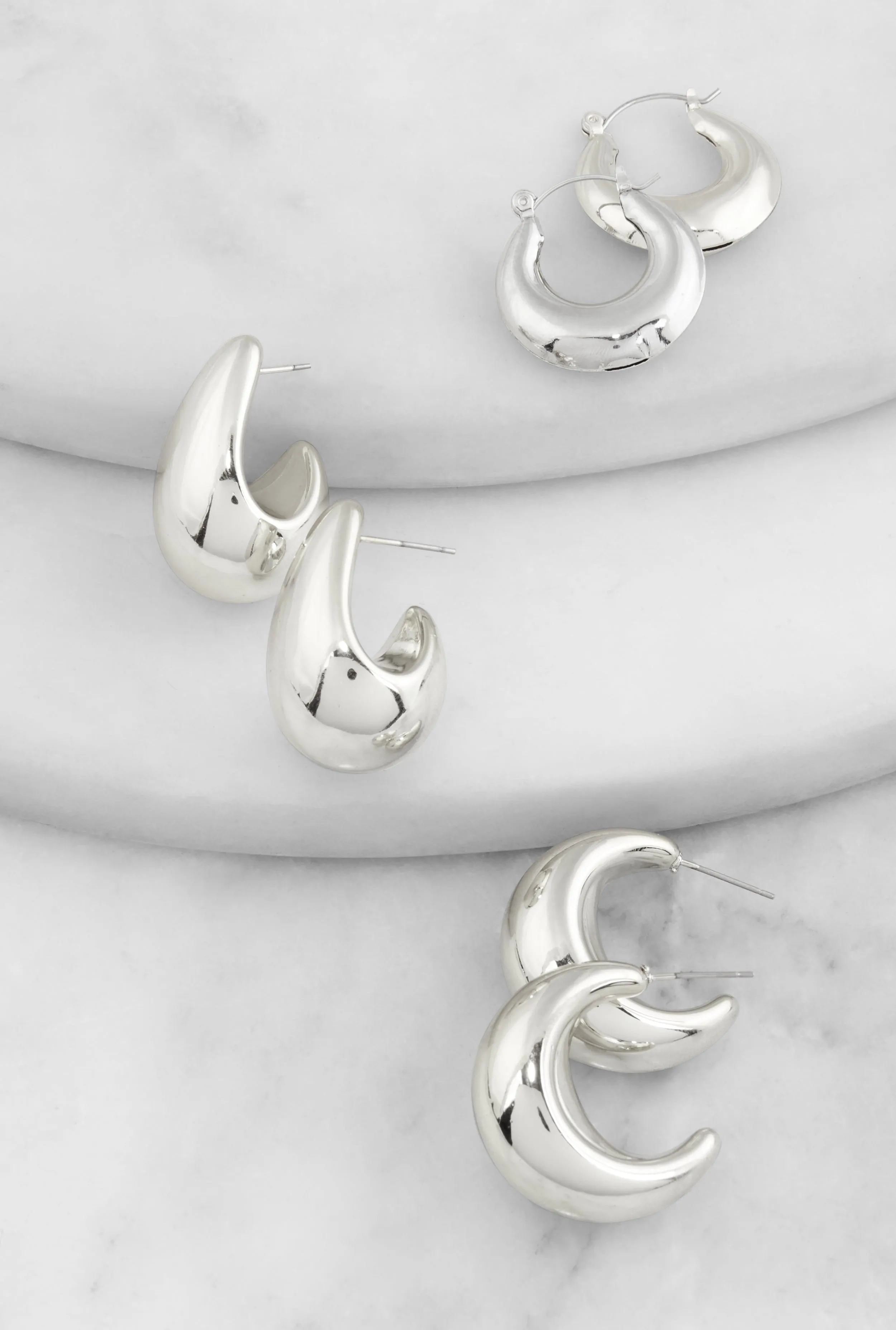 Metallic Chunky Drop and Hoop Earrings sold by Rainbow