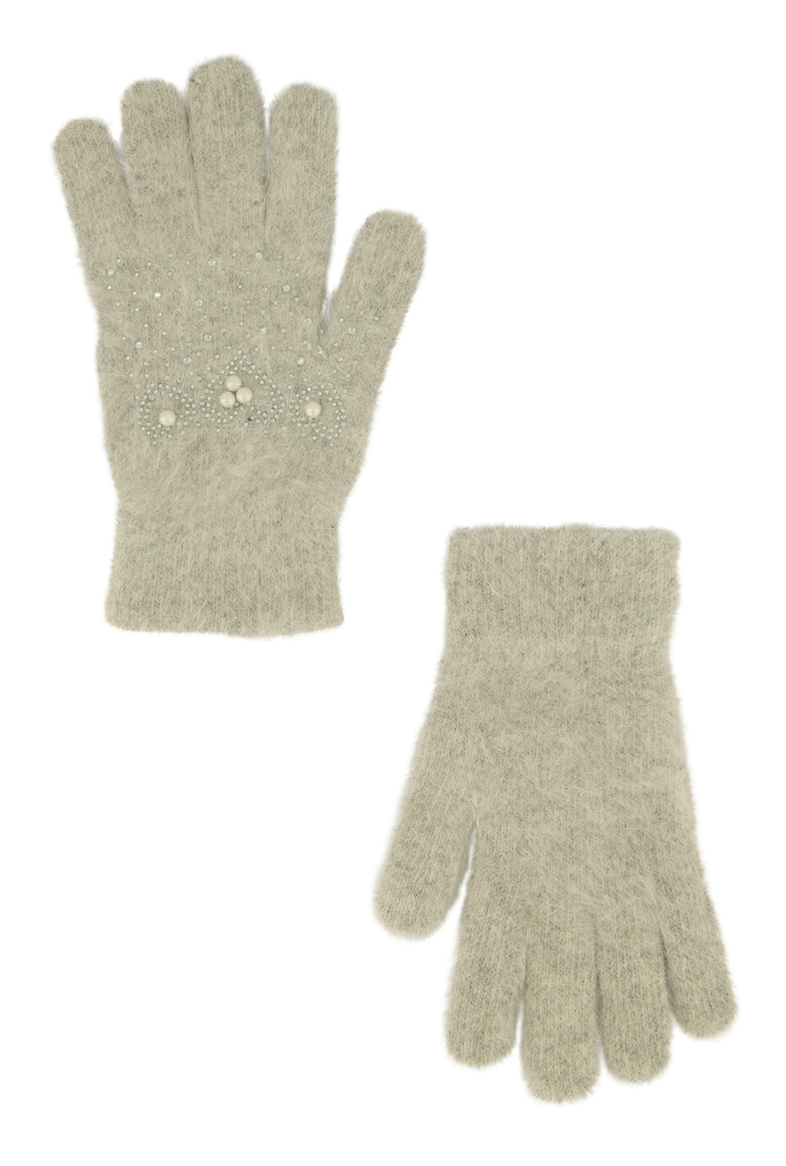 Rhinestone Faux Pearl Studded Wool Gloves sold by Rainbow product image thumbnail 2