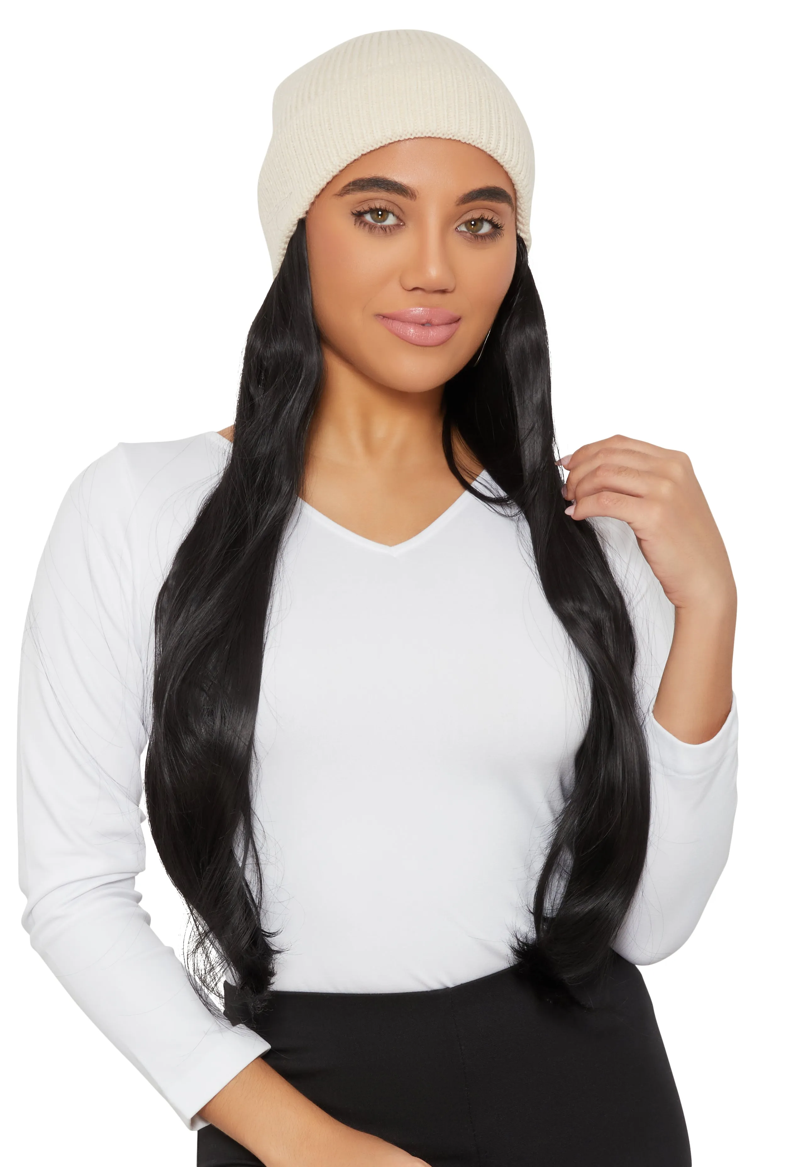 Synthetic Long Hair Wig Beanie sold by Rainbow