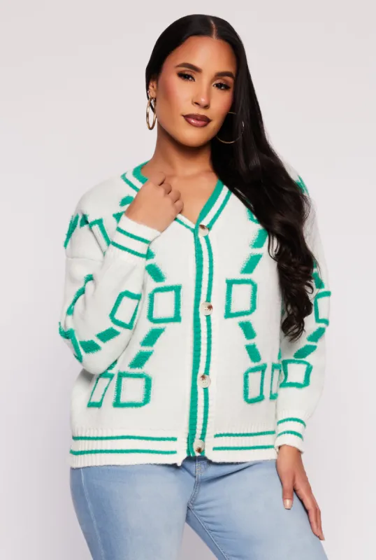 Daisy Geometric Print Cardigan sold by Rainbow