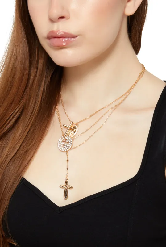 Cross Charm Layered Necklace sold by Rainbow