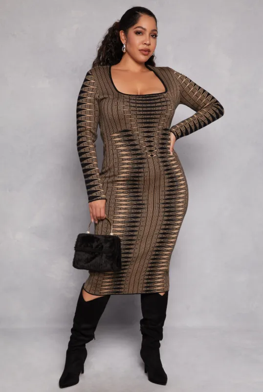 Plus Size Almost Famous Geometric Print Dress sold by Rainbow