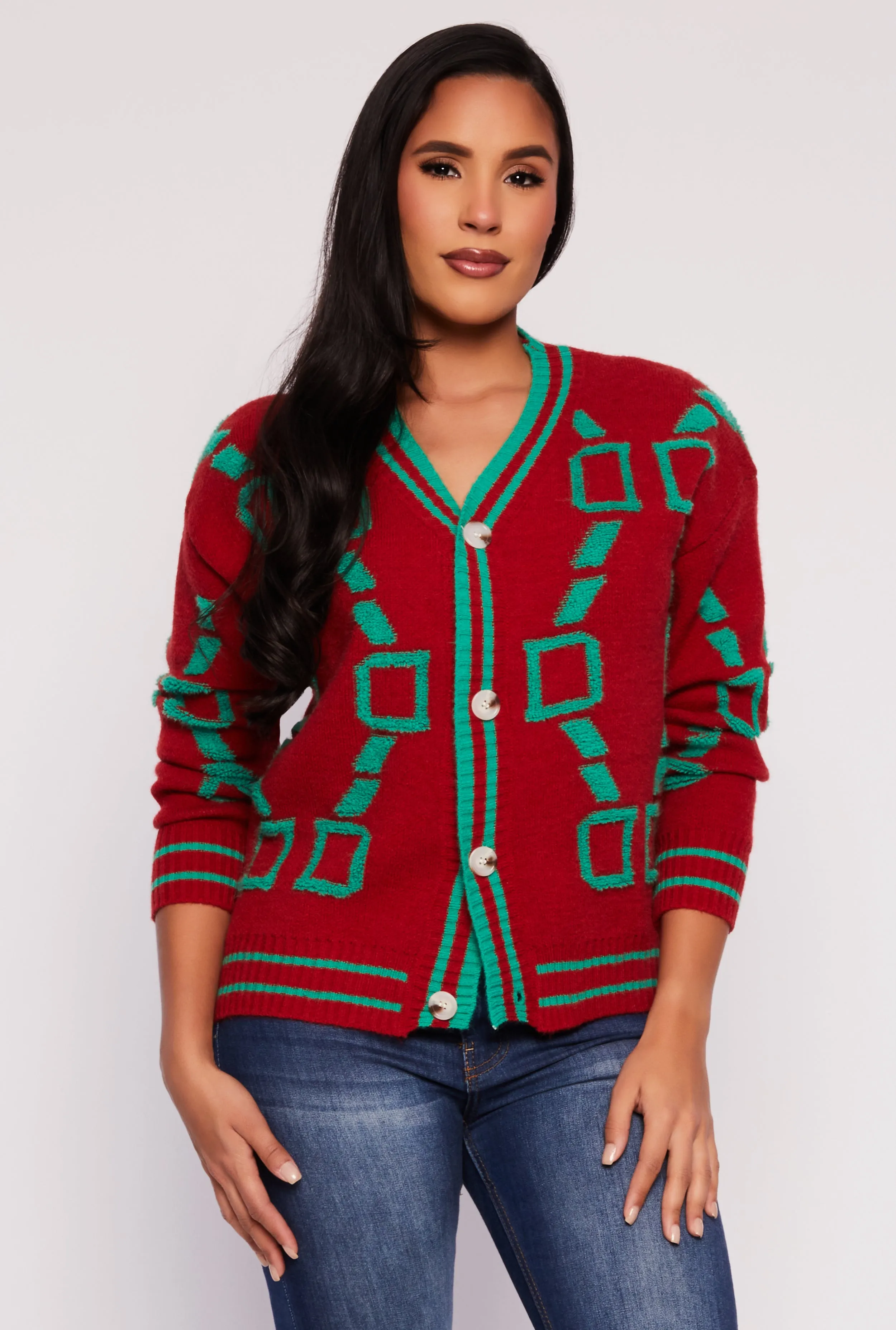 Daisy Geometric Print Cardigan sold by Rainbow