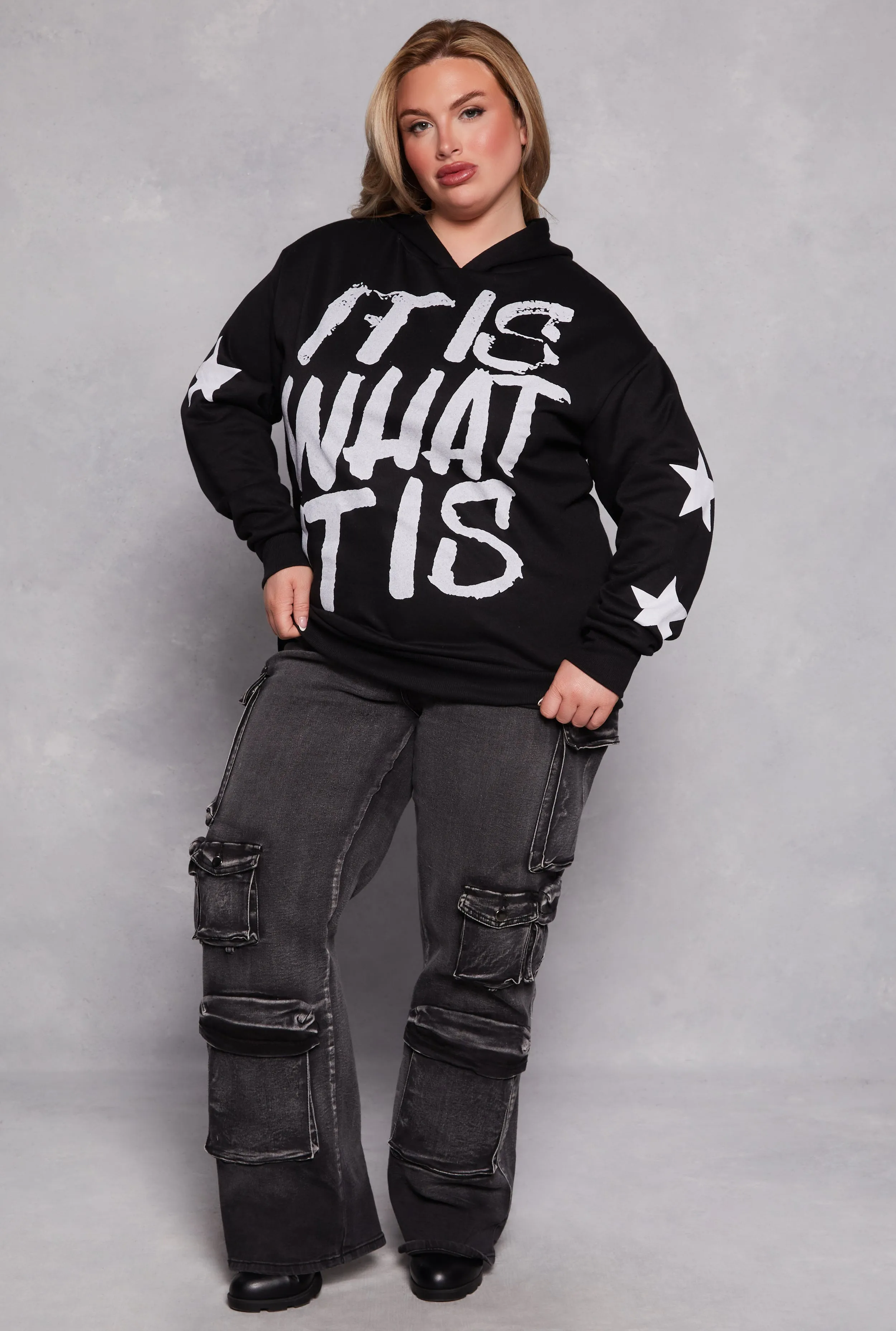 Plus Size It Is What It Is Hooded Sweatshirt sold by Rainbow product image thumbnail 2