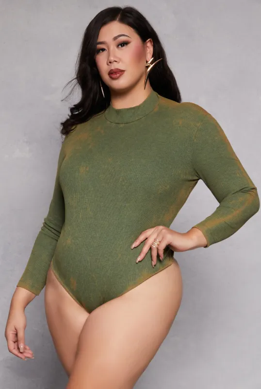 Plus Size Acid Wash Bodysuit sold by Rainbow
