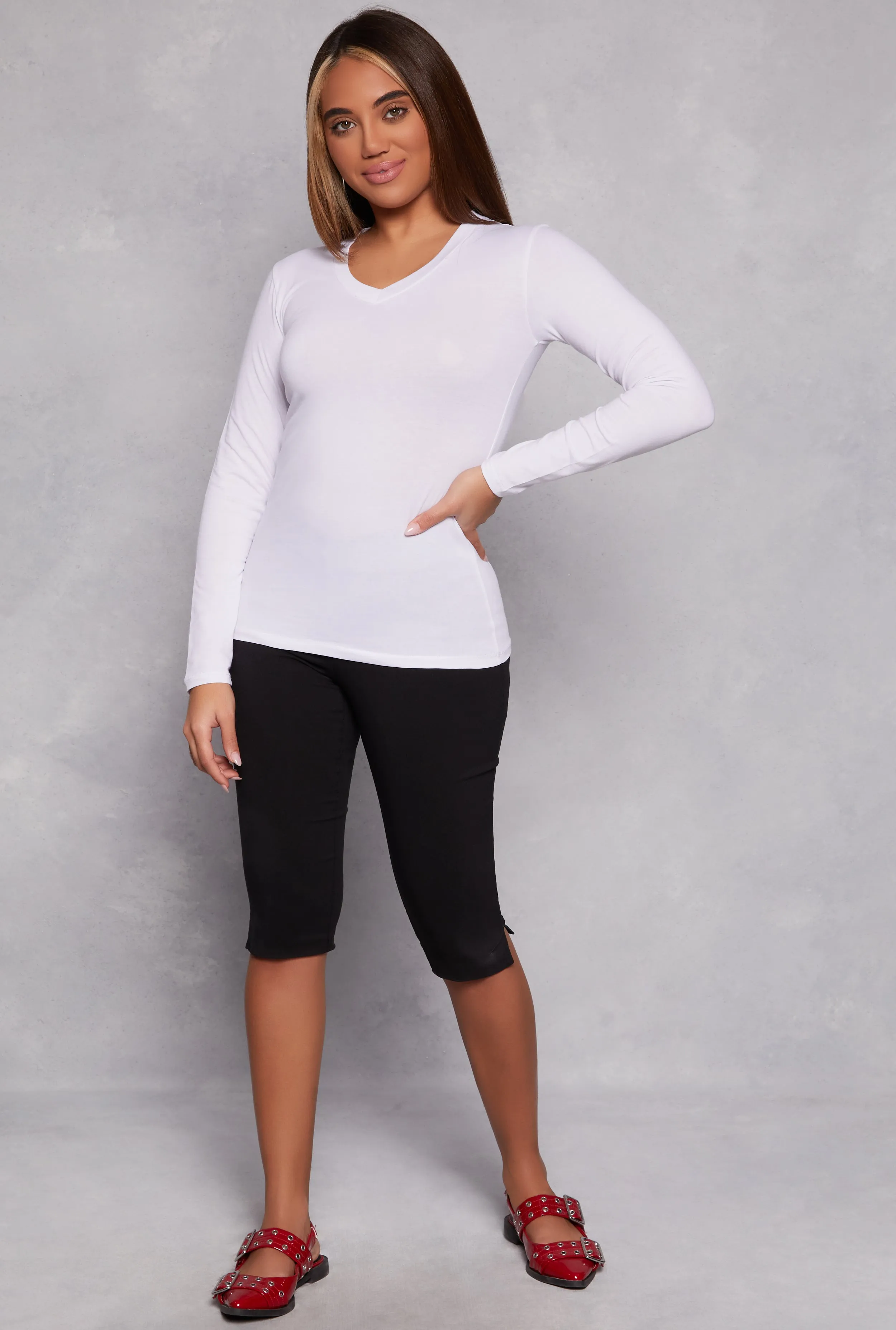 V Neck Long Sleeve T Shirt sold by Rainbow product image thumbnail 2