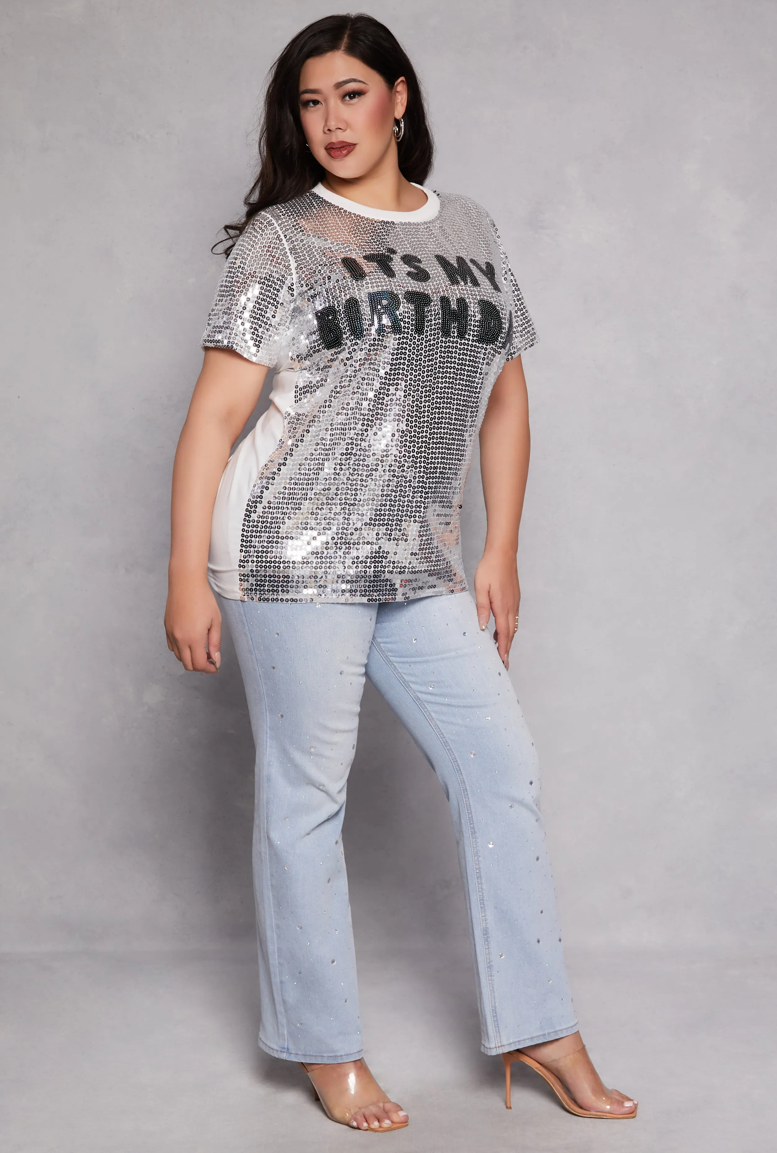Plus Size Its My Birthday Sequin Top sold by Rainbow product image thumbnail 2