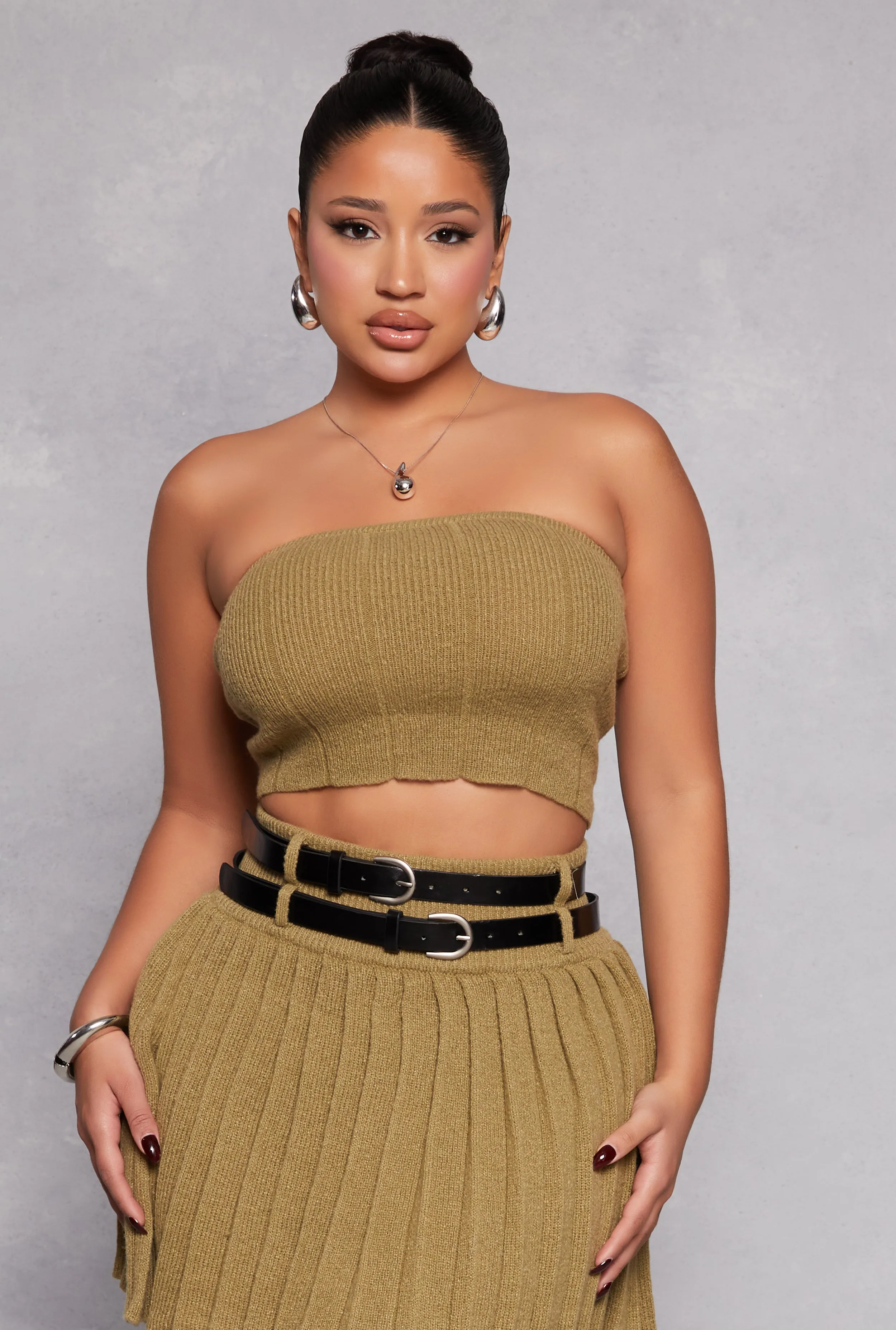 Haute Monde Ribbed Tube Top sold by Rainbow