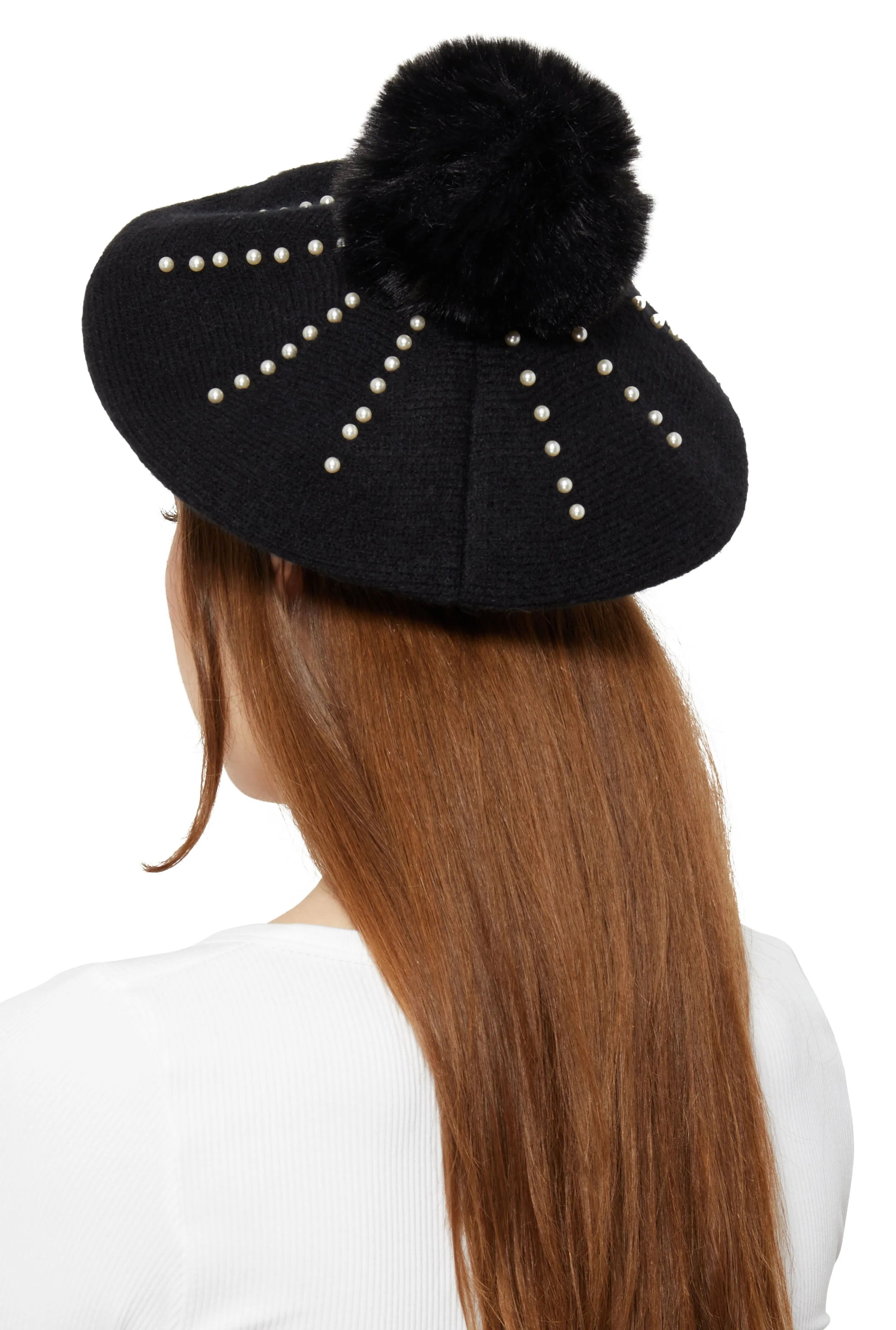 Faux Pearl Detail Pom Pom Beret sold by Rainbow product image thumbnail 2