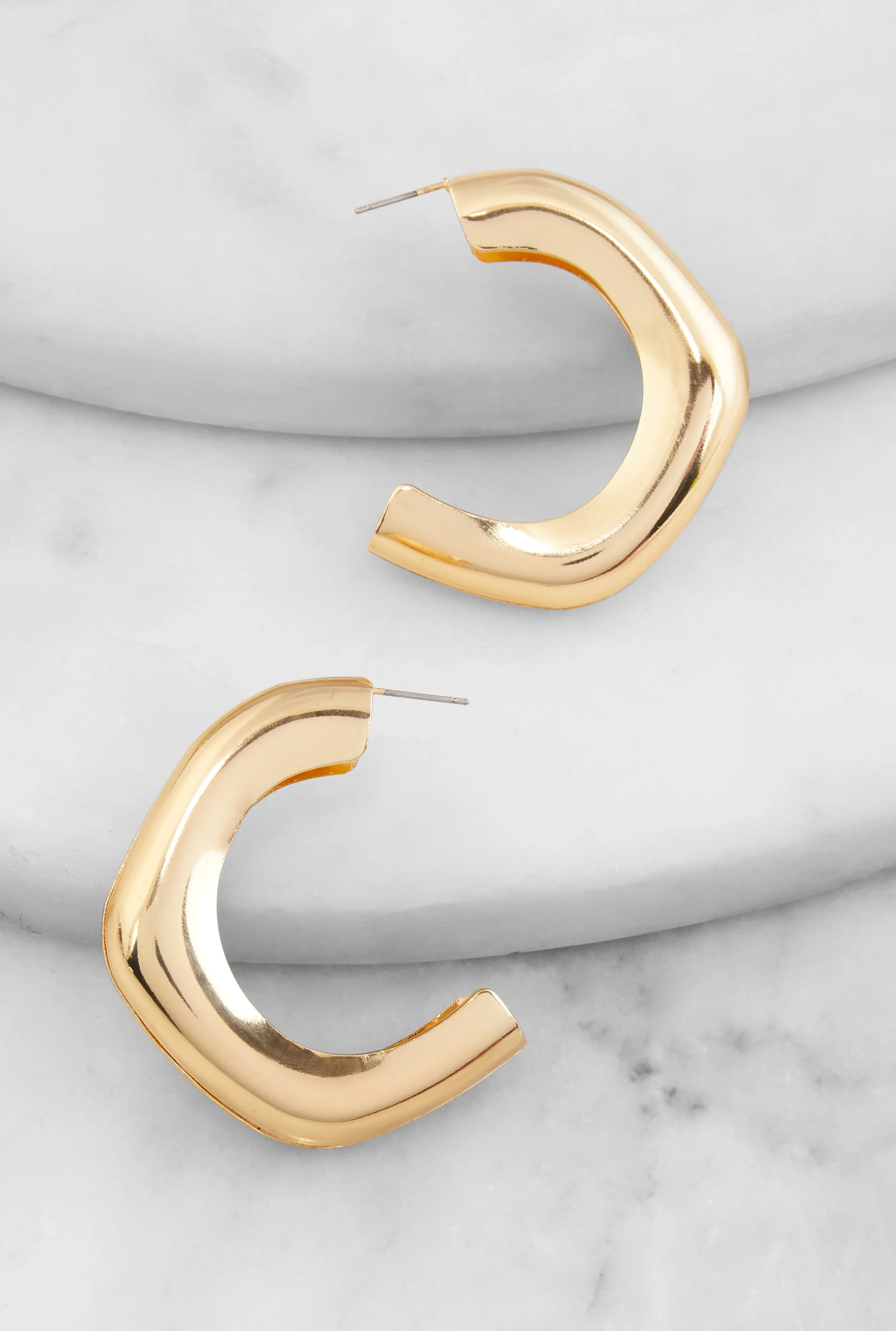 Metallic Chunky Half Hoop Earrings sold by Rainbow product image thumbnail 2