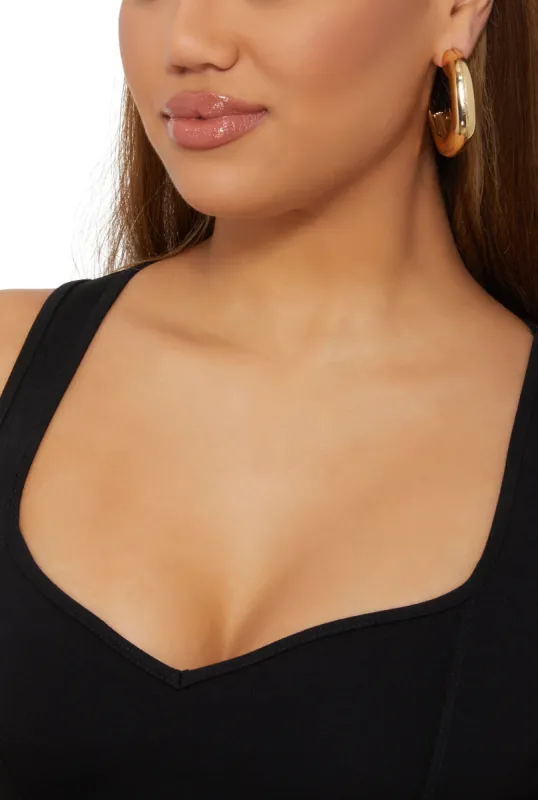 Metallic Chunky Half Hoop Earrings sold by Rainbow