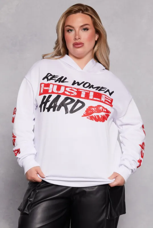 Plus Size Hustle Hard Graphic Sweatshirt sold by Rainbow