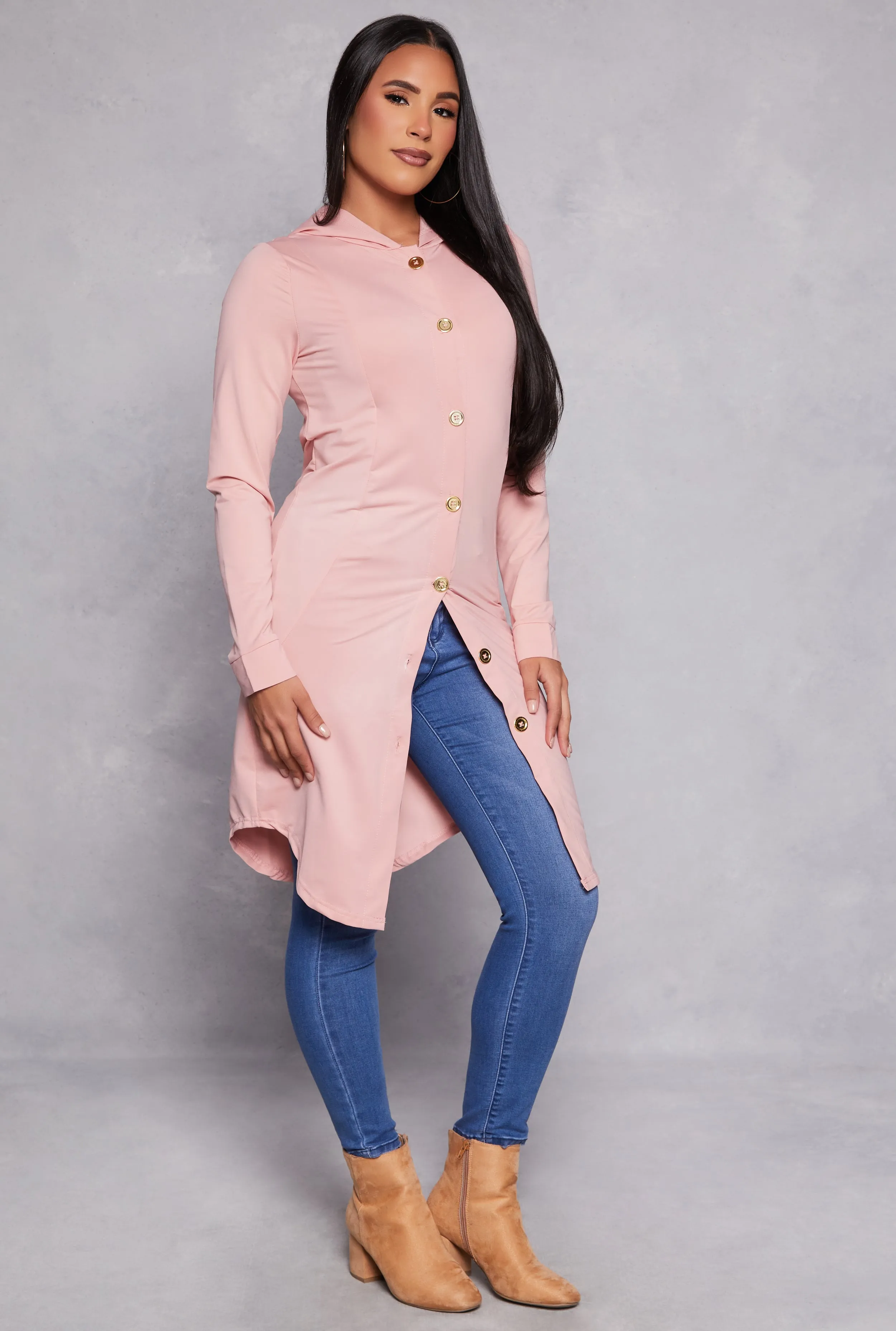 Button Front Hooded Tunic Top sold by Rainbow product image thumbnail 2