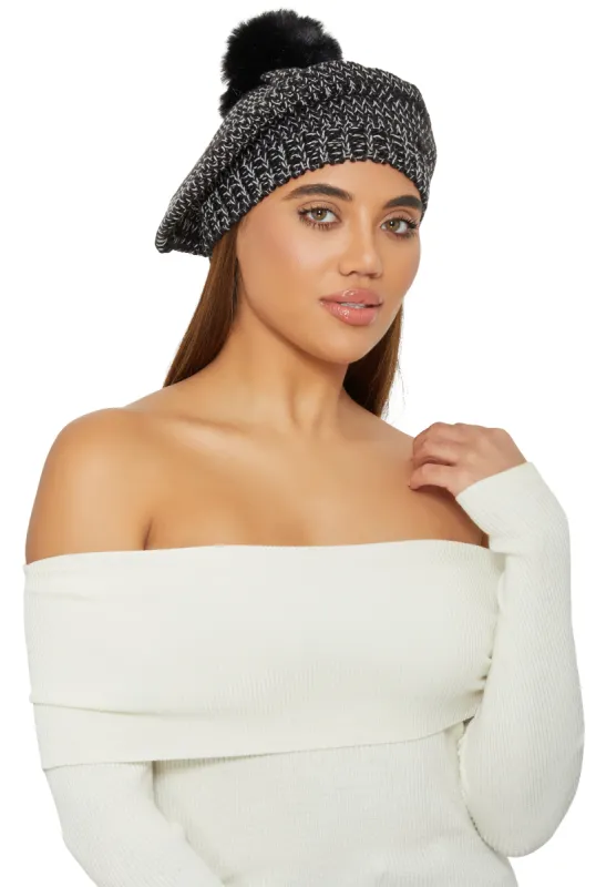 Spacedye Knit Pom Pom Slouch Beret sold by Rainbow