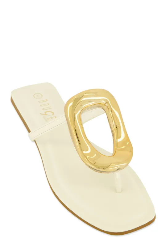 Metallic Pendant Thong Slide Sandals sold by Rainbow