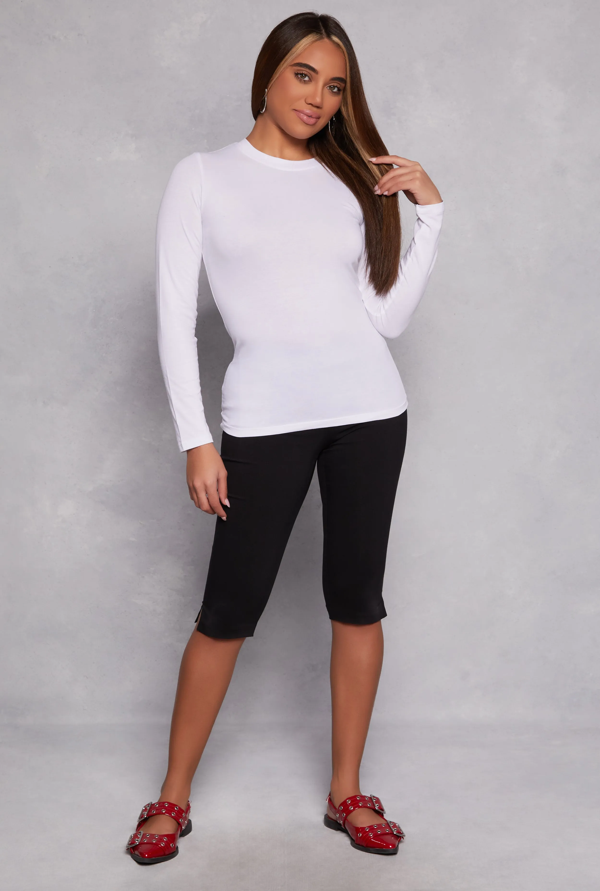 Basic High Neck Long Sleeve Tee sold by Rainbow product image thumbnail 2