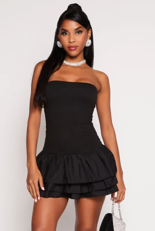 Tiered Bubble Hem Tube Dress sold by Rainbow