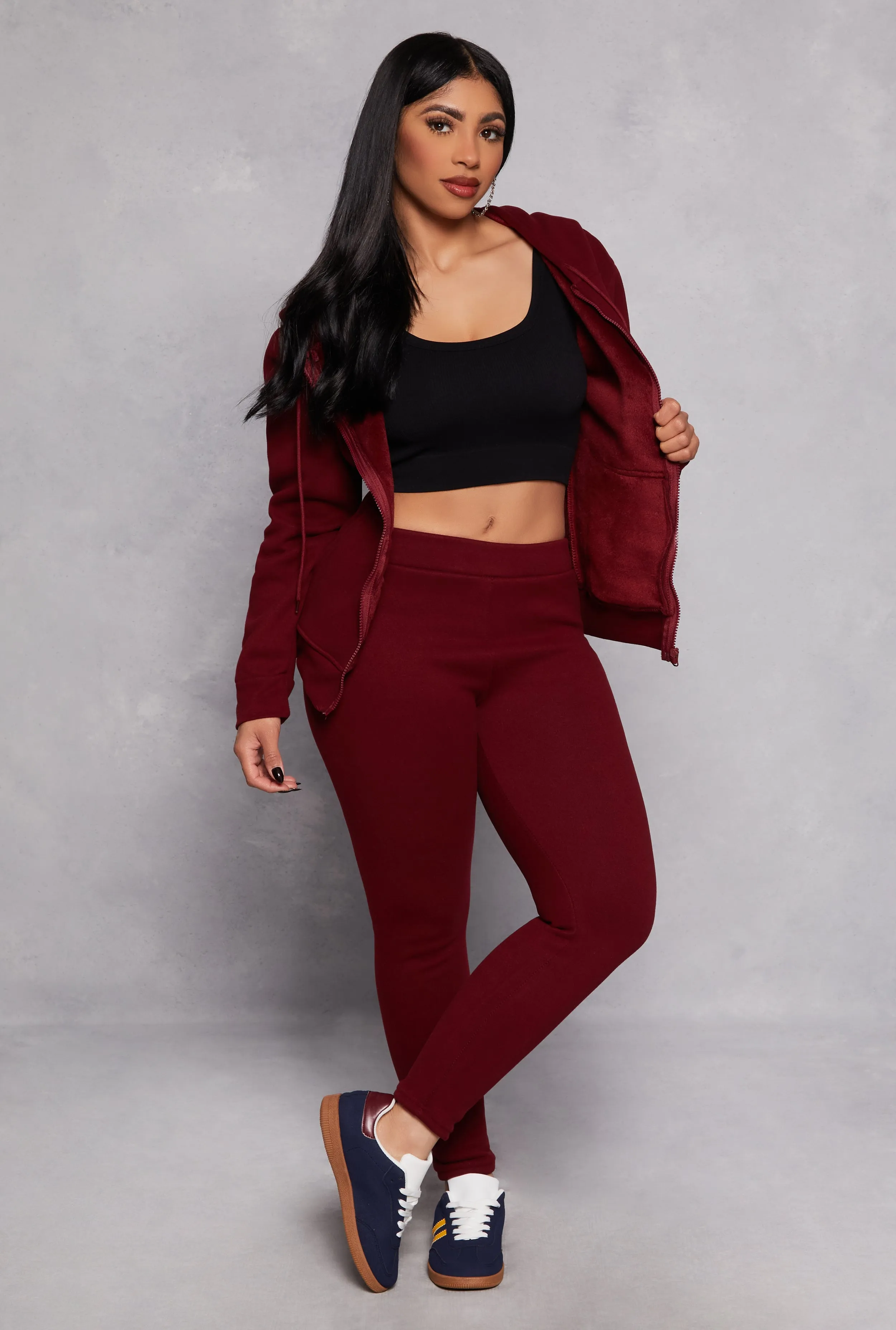 Faux Fur Lined Zip Front Hoodie sold by Rainbow product image thumbnail 2